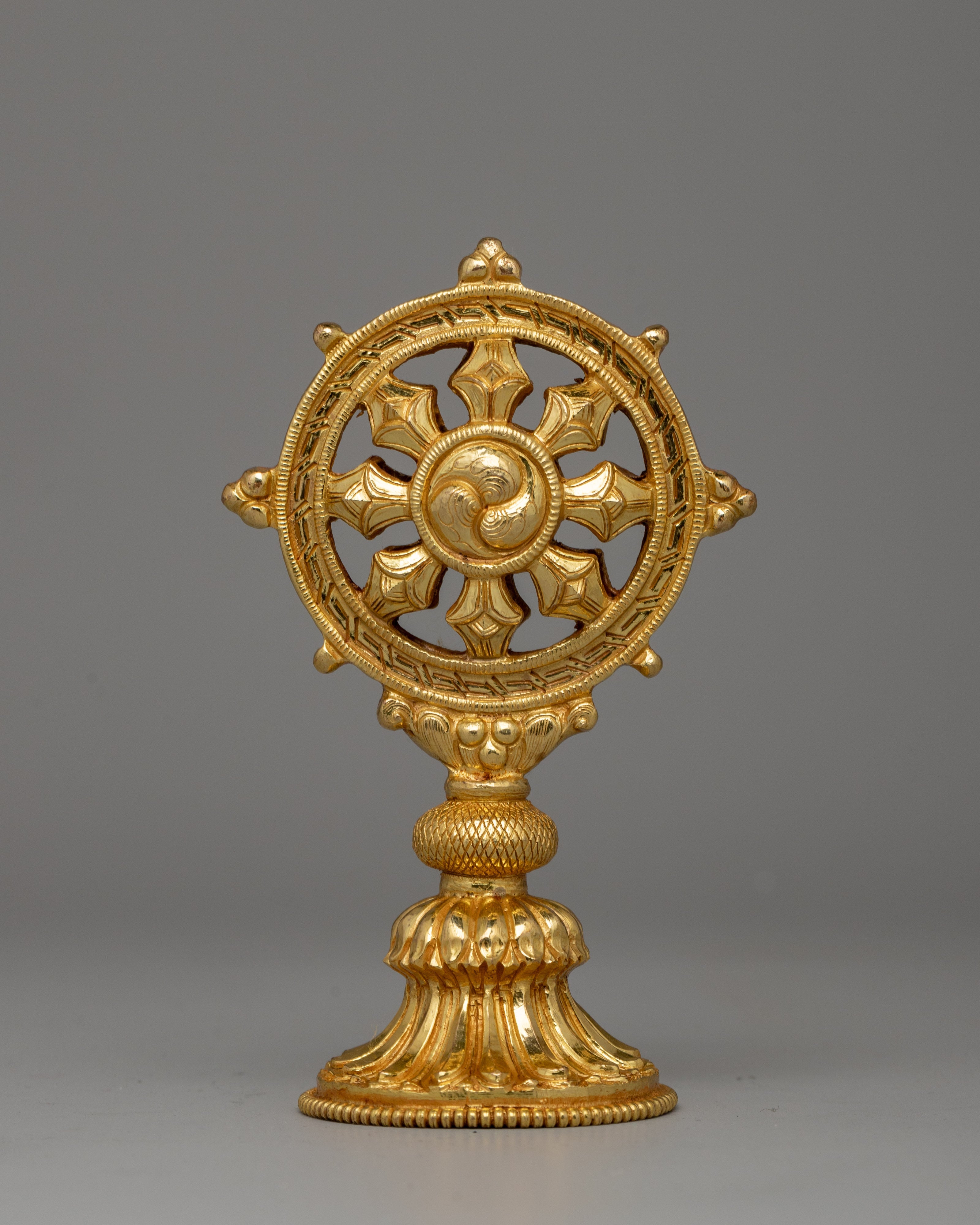 Dharma Wheel and Pair Of Deer | Traditional Buddhist Decor for Peaceful Spaces