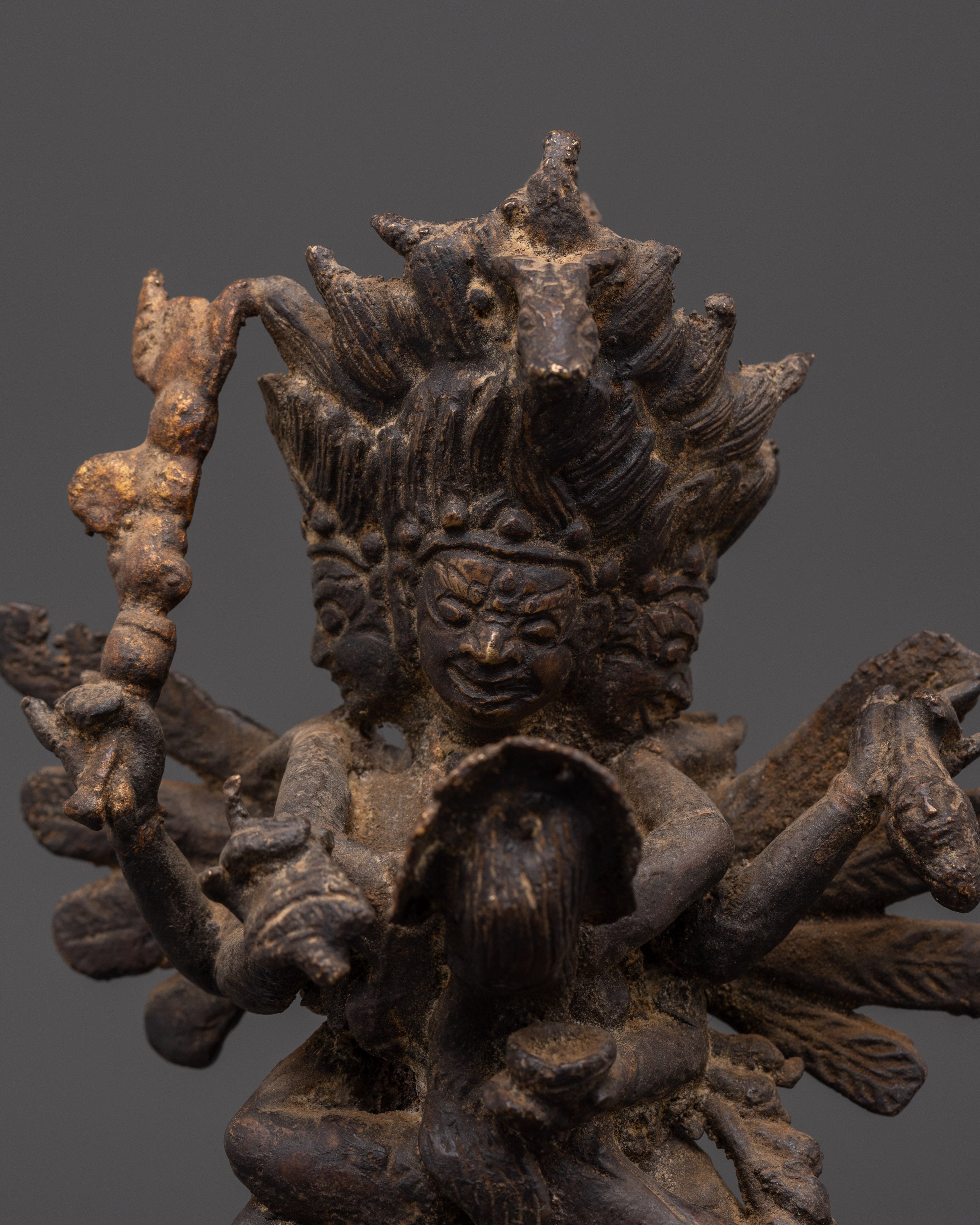 Handmade Hayagriva Yab-Yum Sculpture | Oxidized Copper Buddhist Statue
