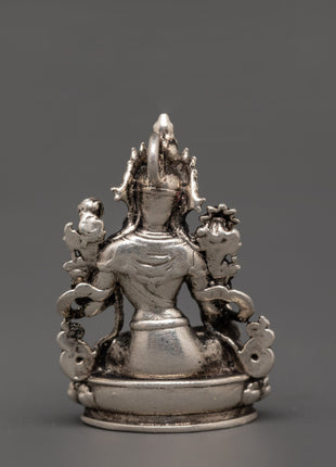 Green Tara in Dhyana Mudra Locket Pendant | Seated on a Lotus Moon Disc