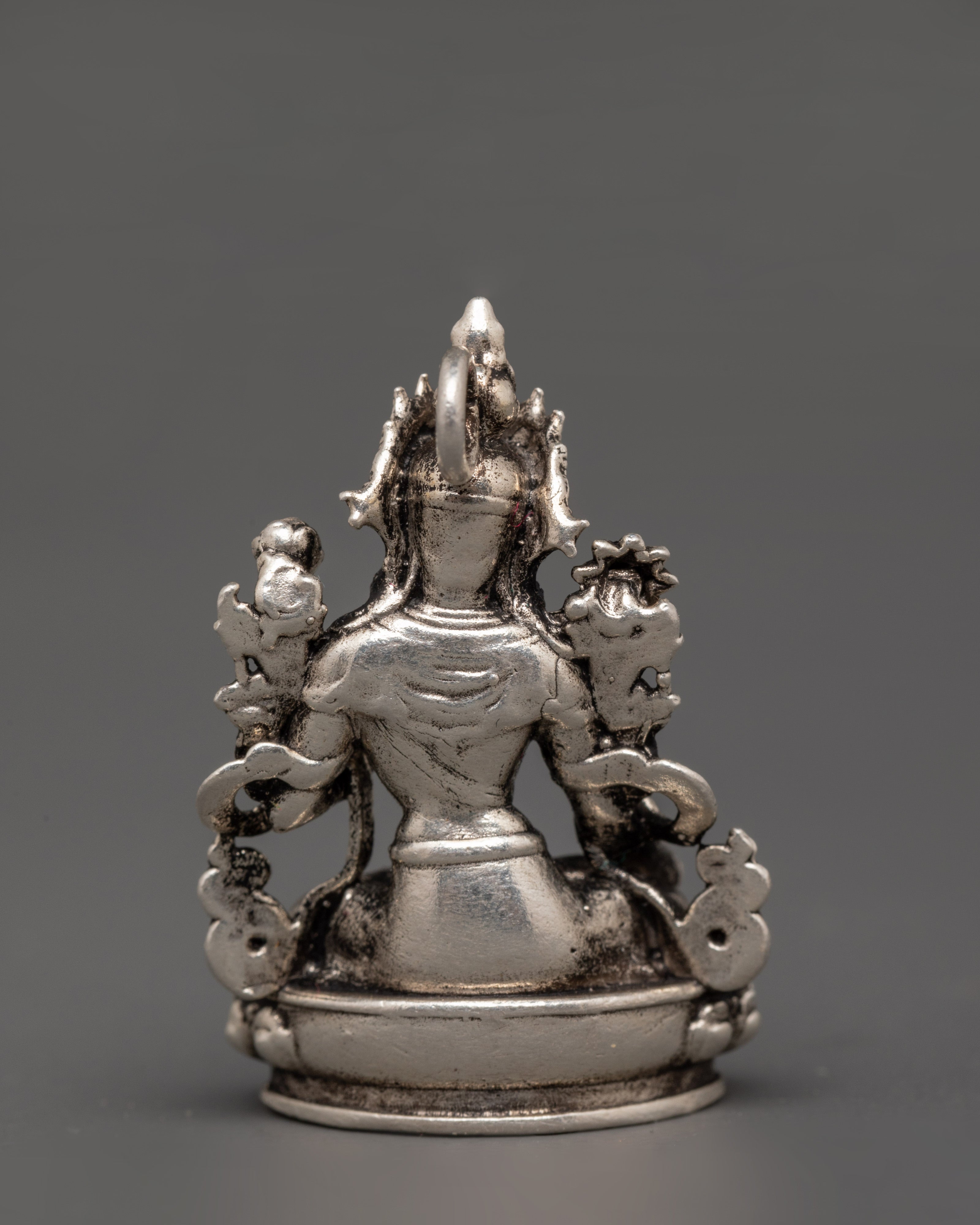 Green Tara in Dhyana Mudra Locket Pendant | Seated on a Lotus Moon Disc