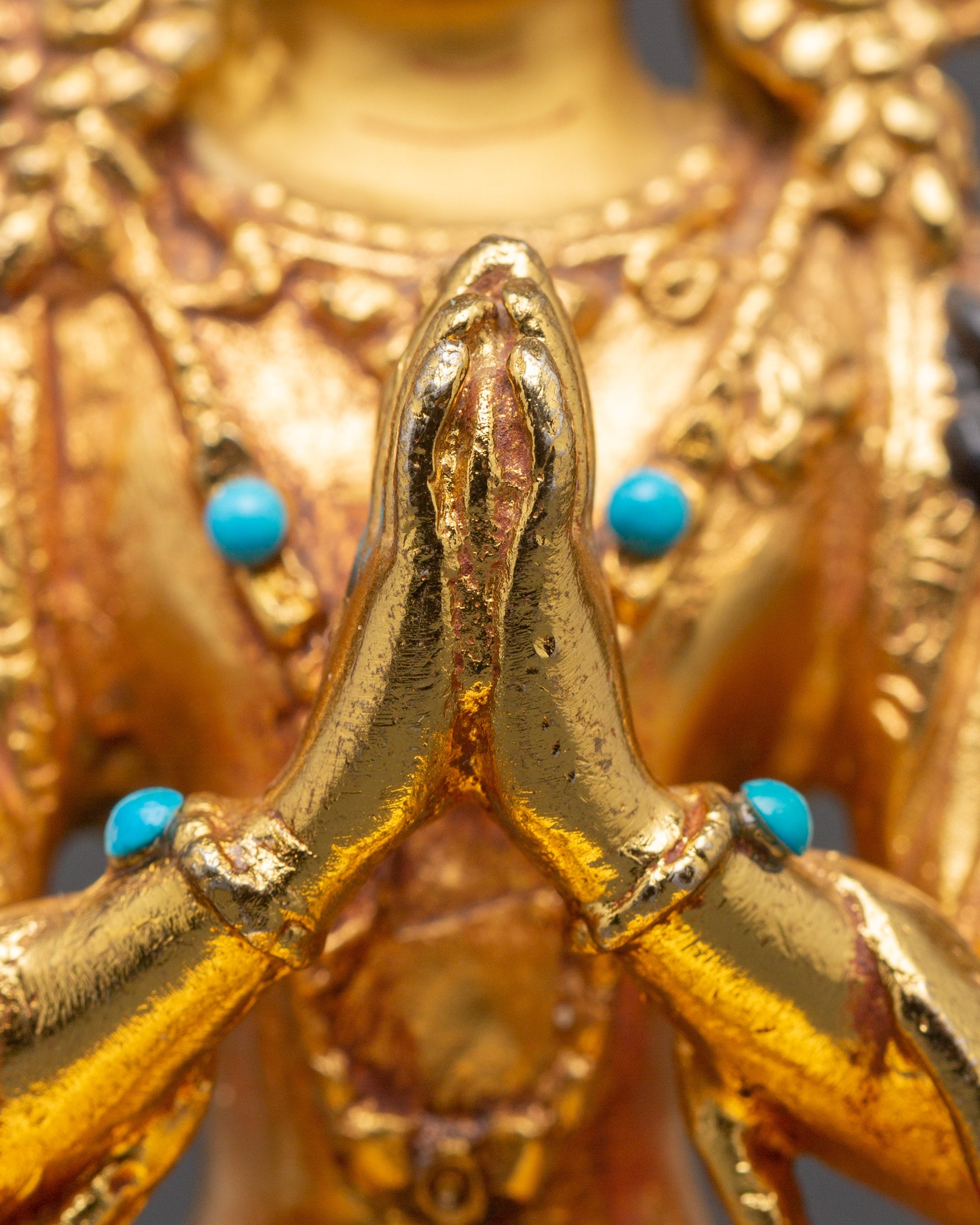 Sacred Bodhisattva Chenrezig Handmade Statue | Gold Plated Tibetan Deity Sculpture