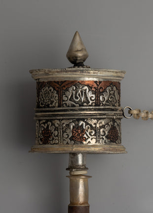 Copper and Wood Tibetan Prayer Wheel |  Spiritual Tool for Daily Prayers and Mindfulness