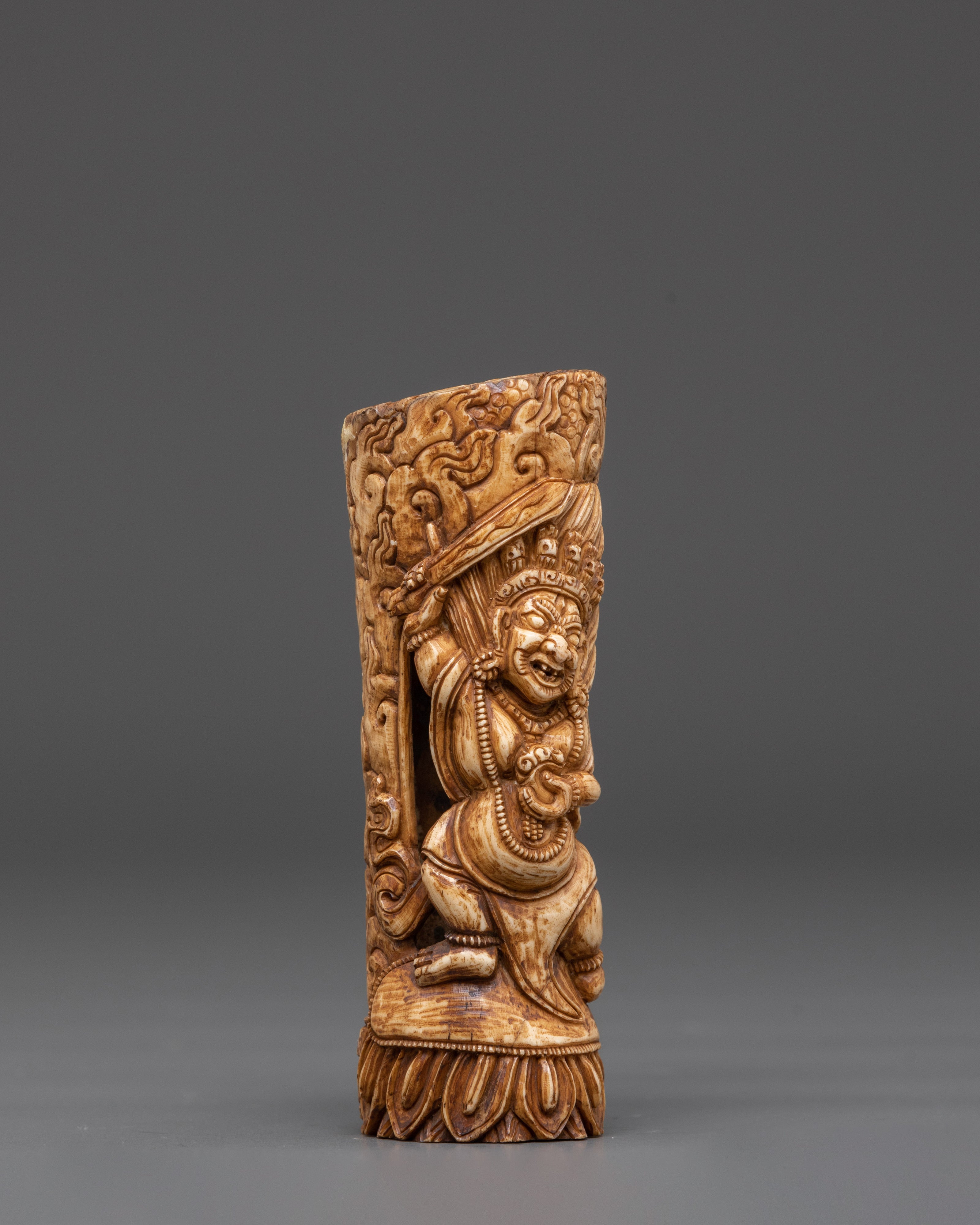 Hand Carved Buddhist Mahakala Bone | Protector of Dharma