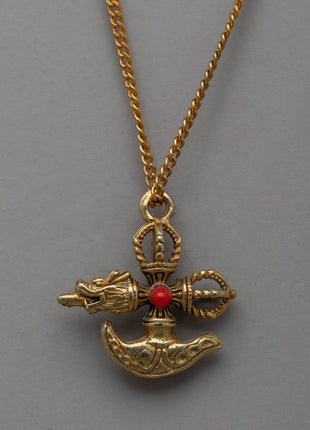 Traditional Tibetan Buddhist Kartika Vajra Khatang Locket | Sacred Turquoise Pendant