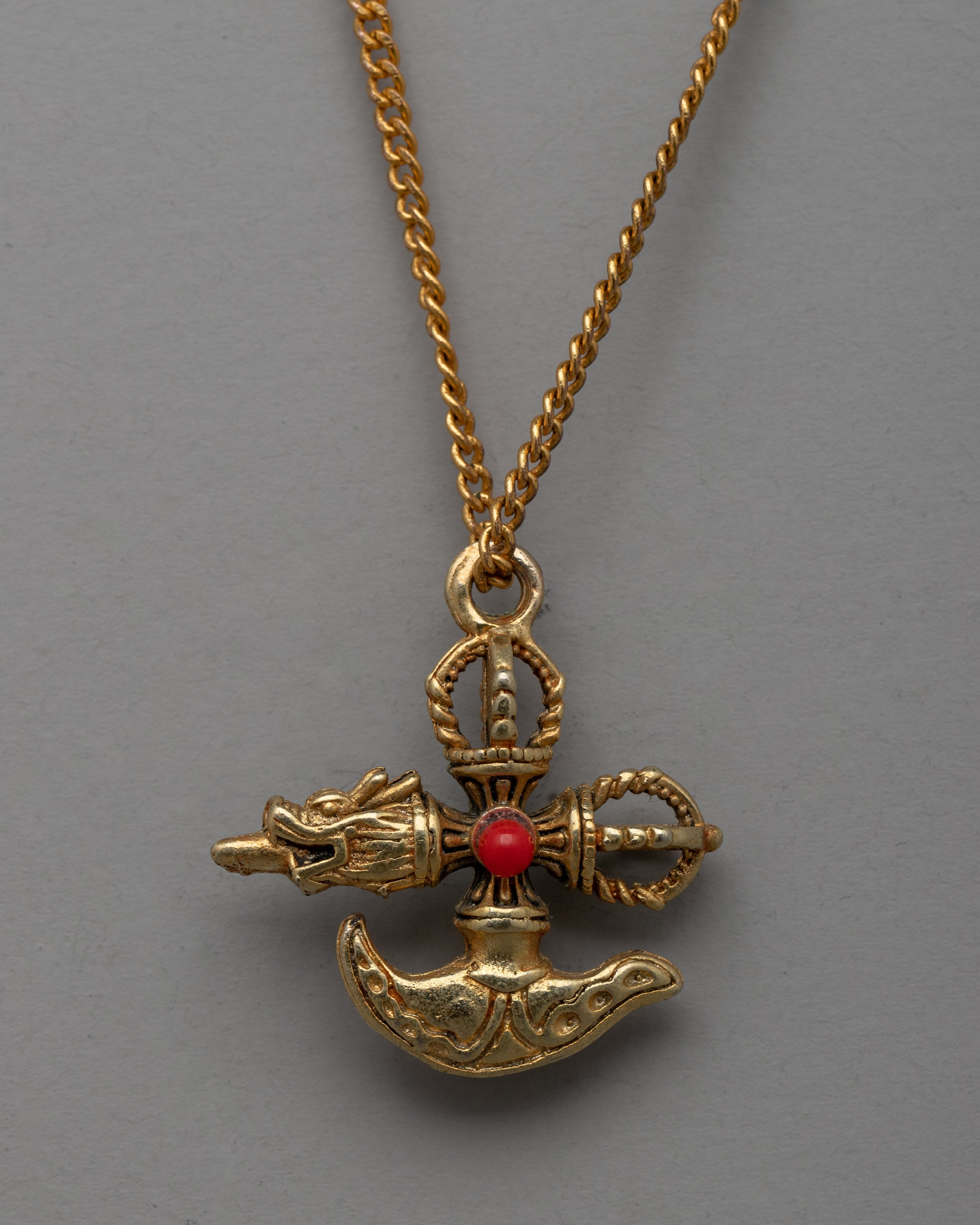 Traditional Tibetan Buddhist Kartika Vajra Khatang Locket | Sacred Turquoise Pendant