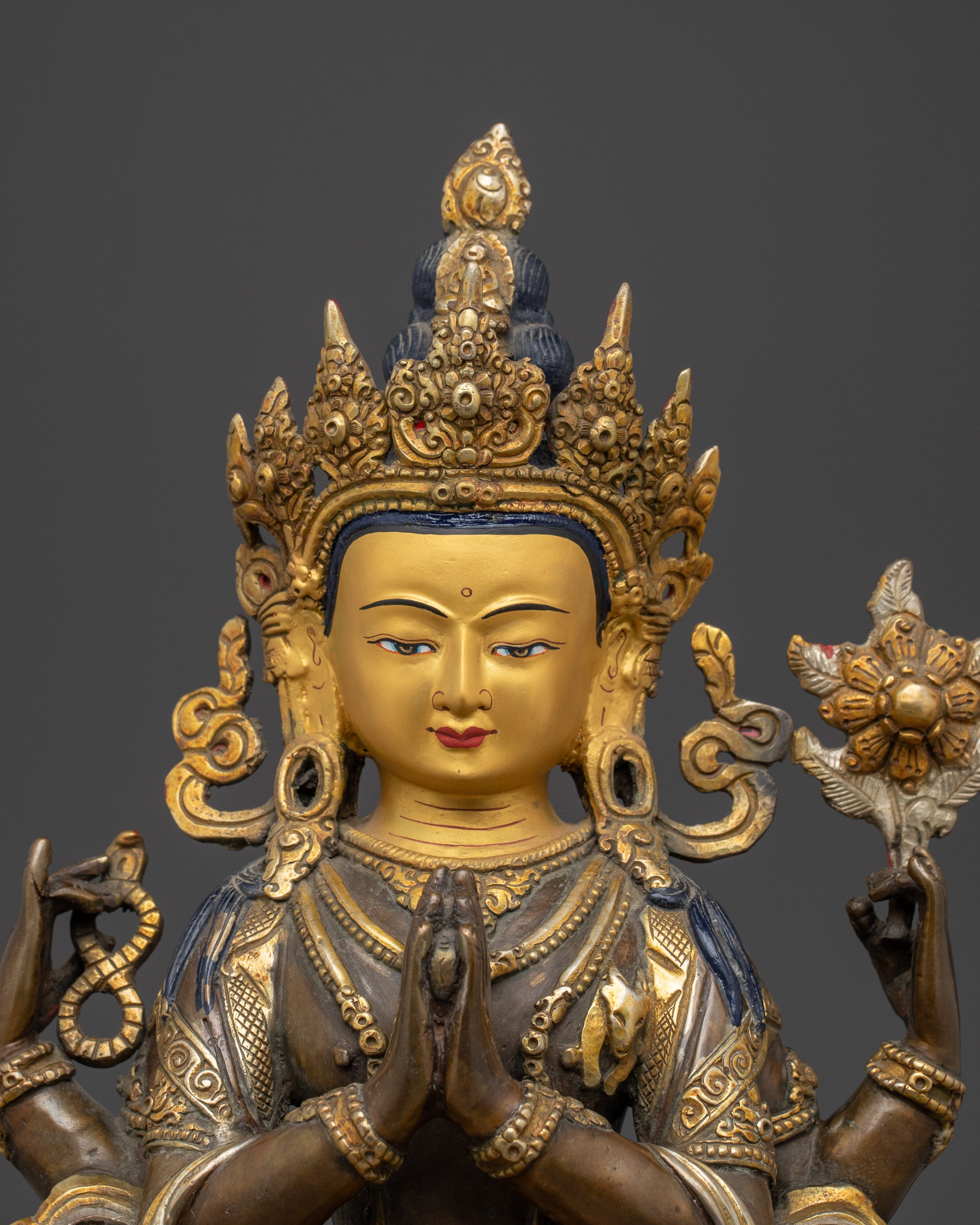 Copper Chenrezig Bodhisattva statue |  Embodying Compassion and Wisdom