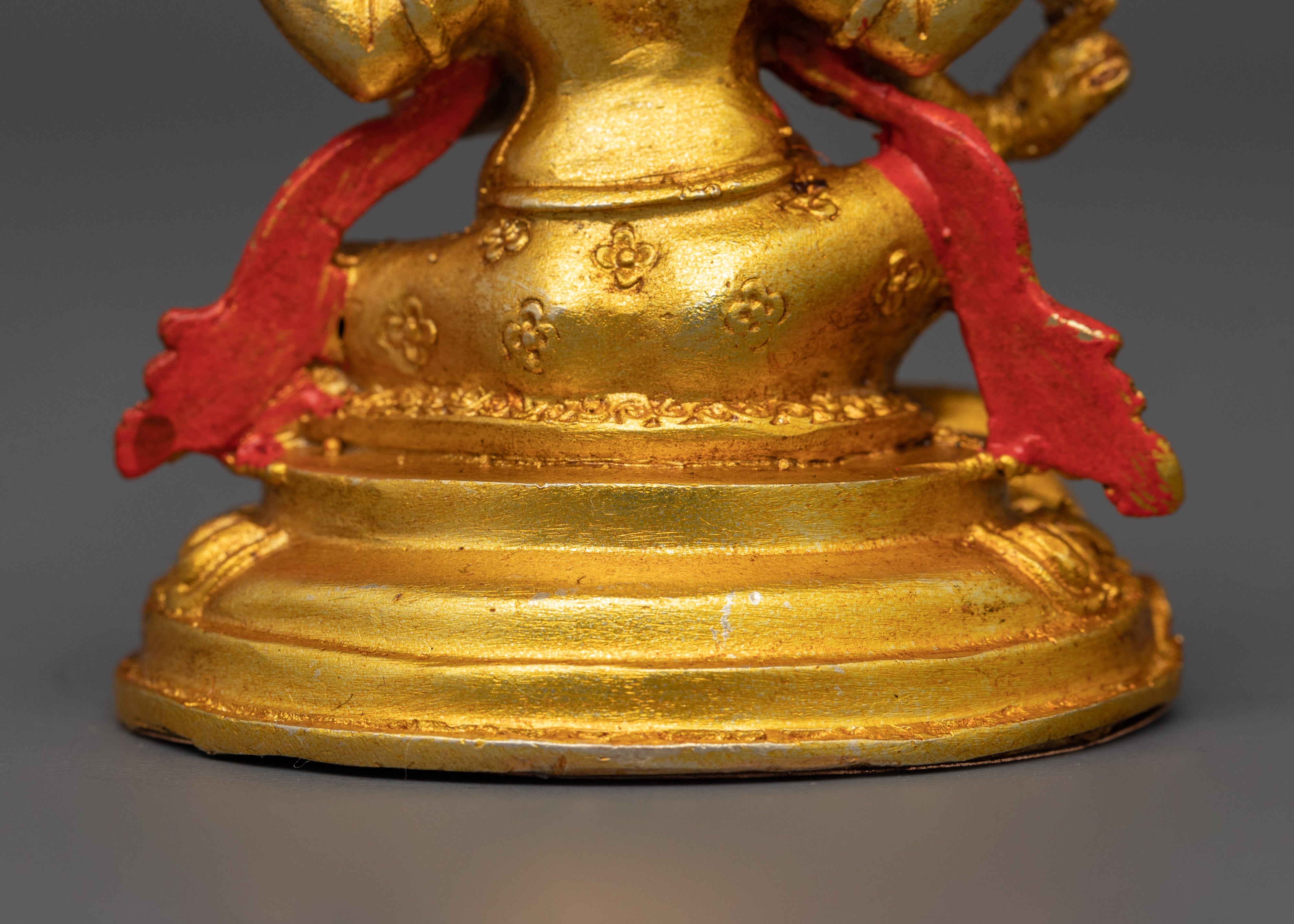Four Armed Ganesh Statue | Gold Hindu Elephant Deity Sculpture