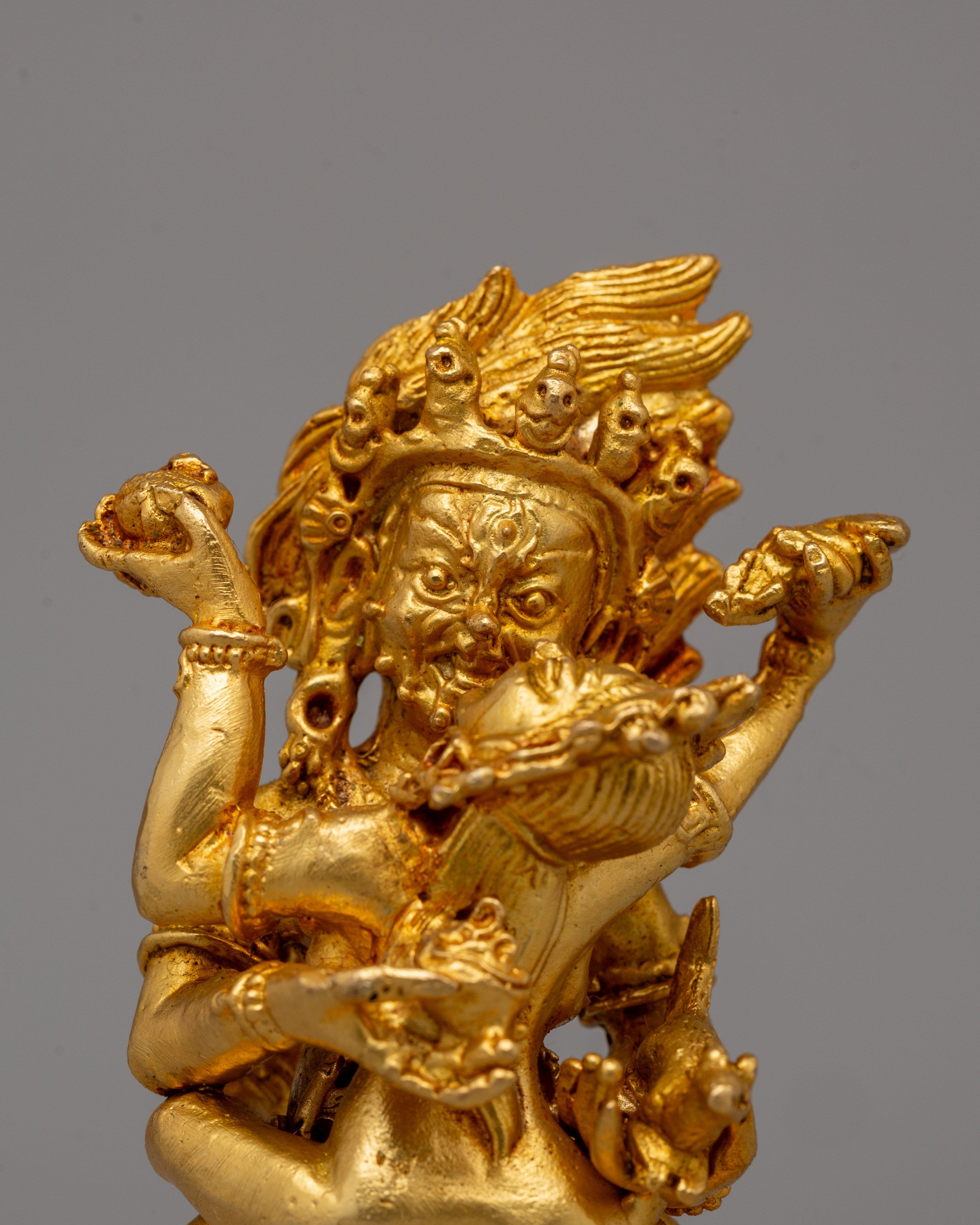 Black Dzambhala with Consort statue |  Buddhist Prosperity Sculpture