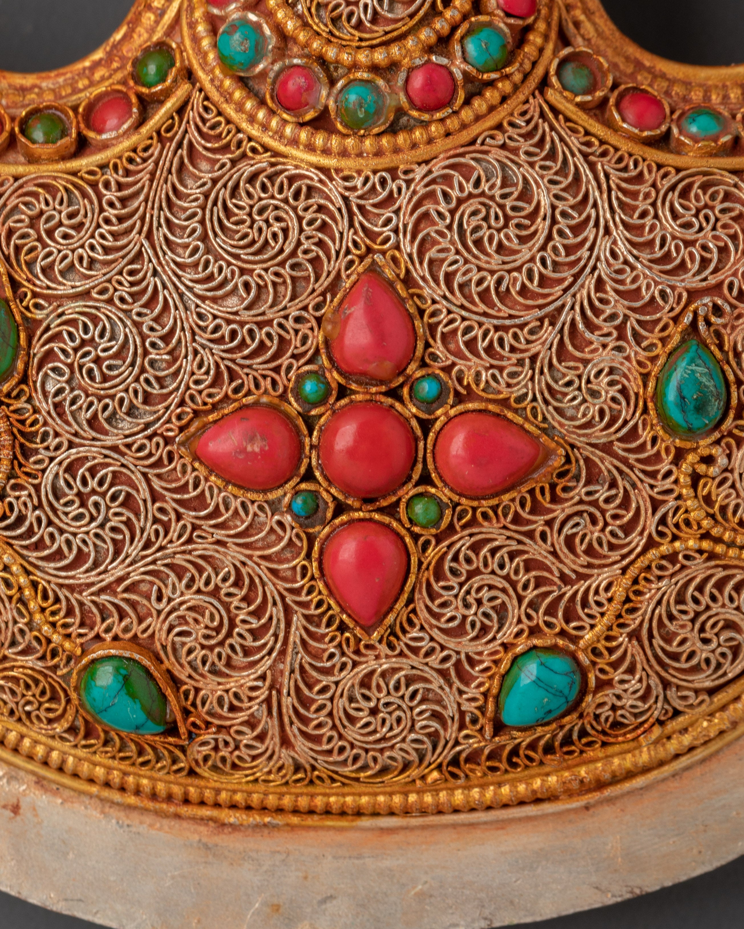 Tibetan Crystal Kartika Knife with Turquoise & Coral Inlay