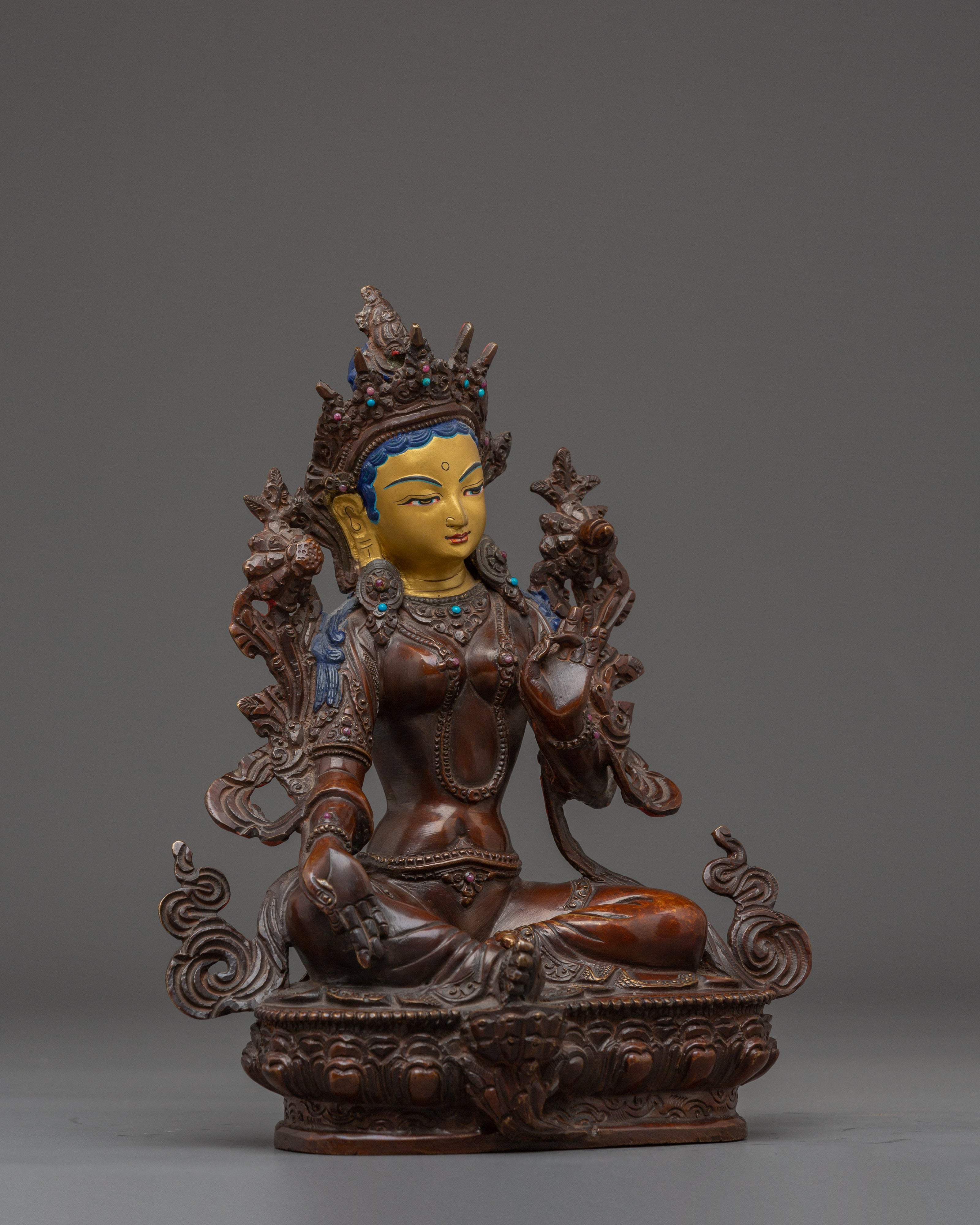 Tibetan Buddhist Deity Green Tara Statue | Goddess of Compassion and Protection