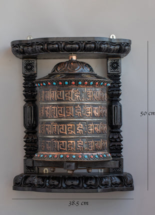 Tibetan mantra Prayer wheel | Copper & Brass Mantra Wheel  | Buddhist Altar Decor