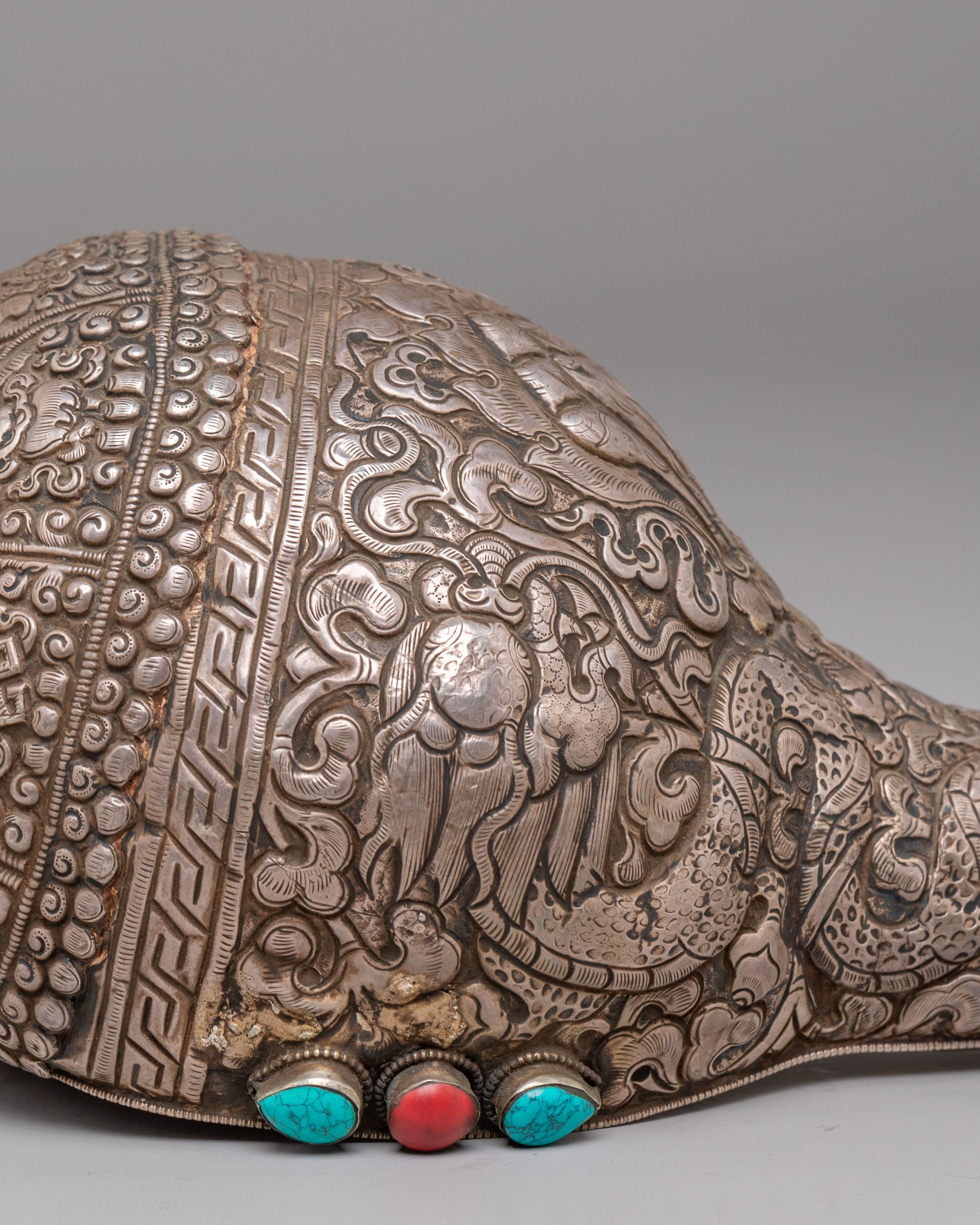 Sacred Buddhist Ritual Conch | Handcrafted Himalayan Art