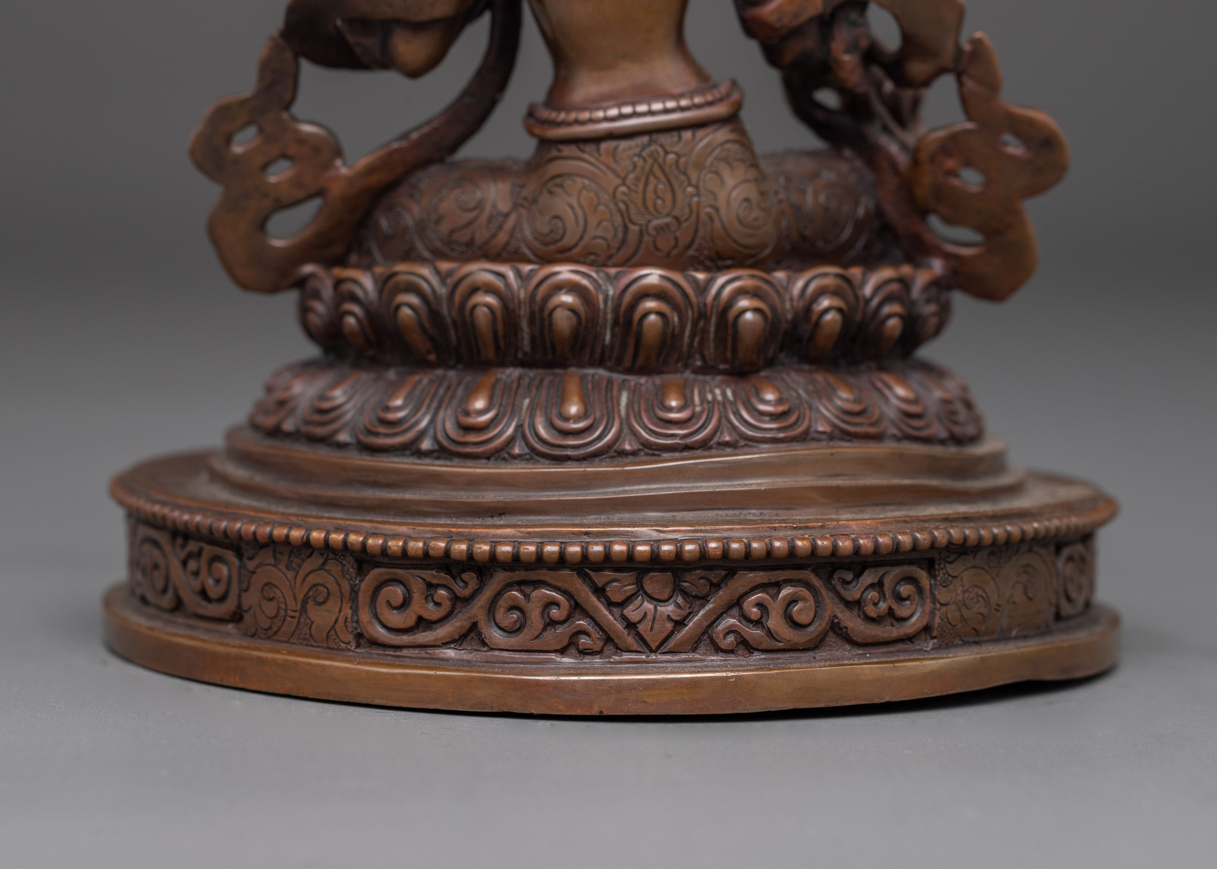 Oxidized Copper Statue of Green Tara | Shyama Tara - Mother of Liberation