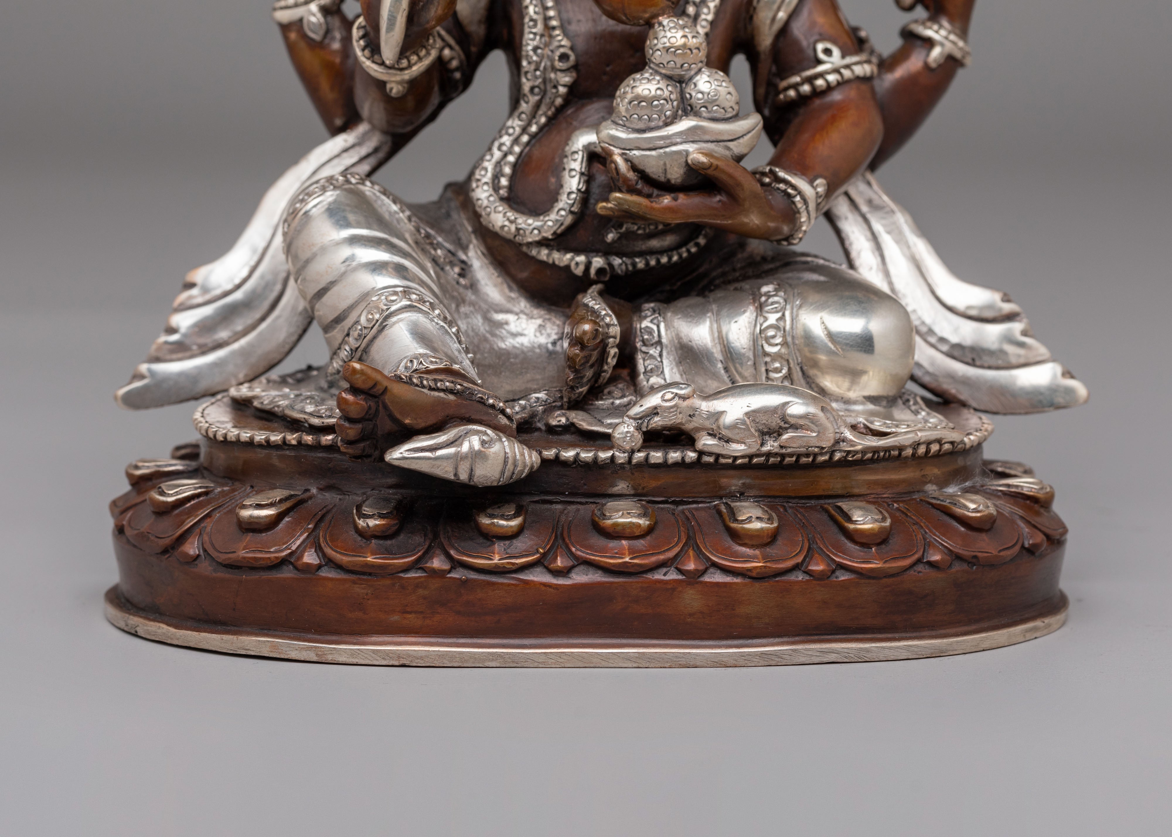 Handcrafted Lord Ganesha Statue | Oxidized Copper Body with Silver Plating
