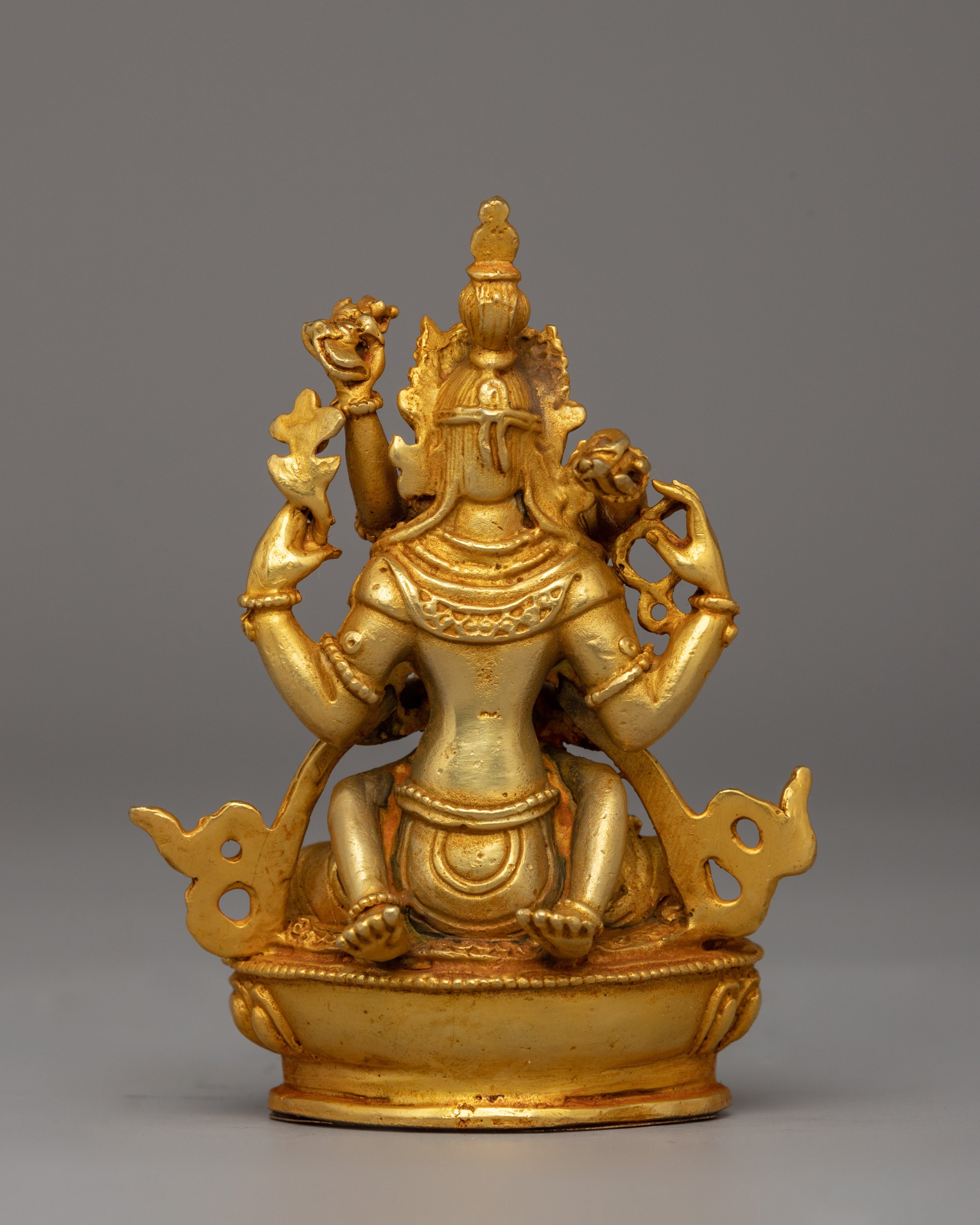 Chenrezig with Consort Statue | A Gold-Plated Tibetan Yab-Yum Statue