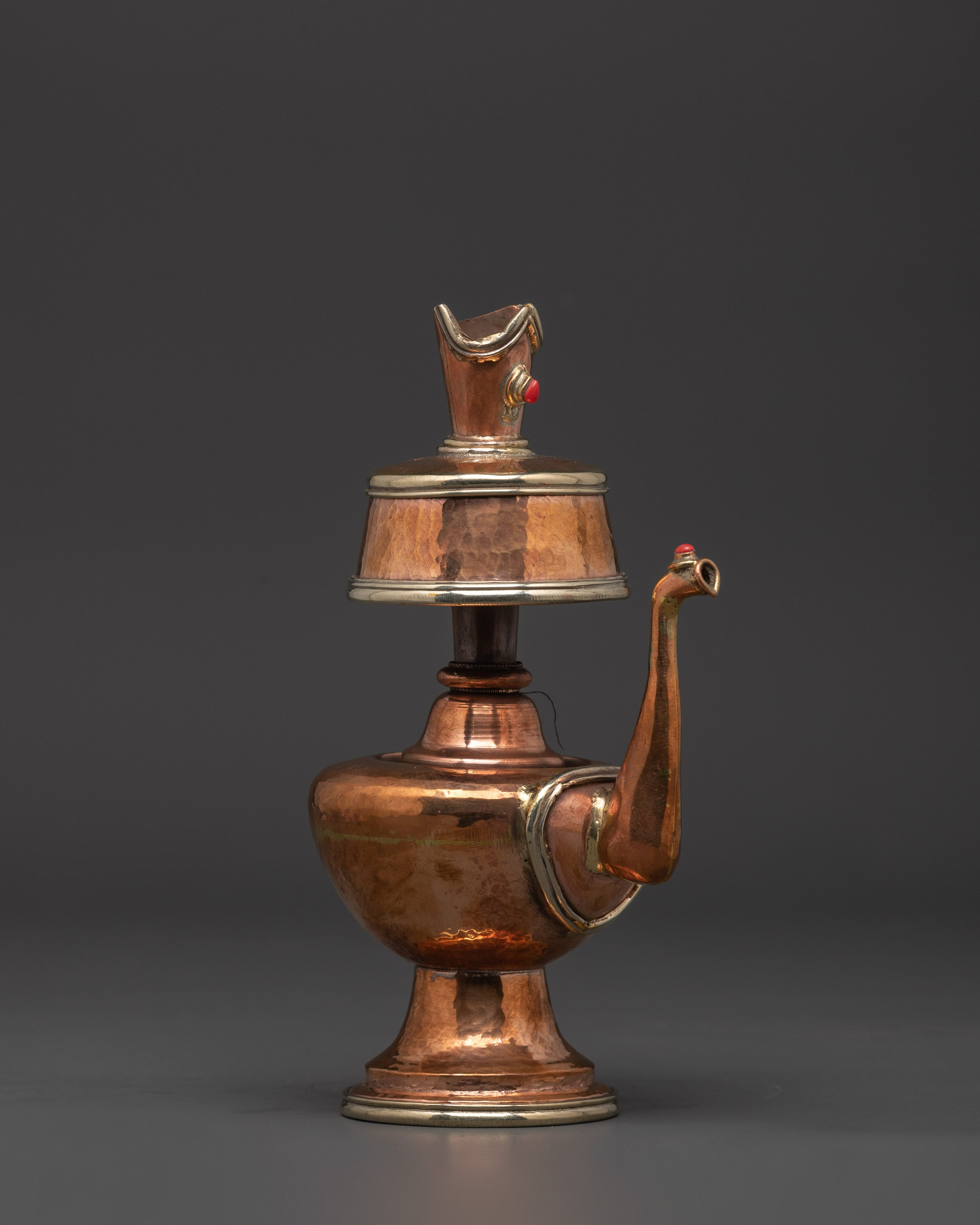 Copper Bumpa Set with Bird-Form Spouts | Tibetan Ritual Water Vessels