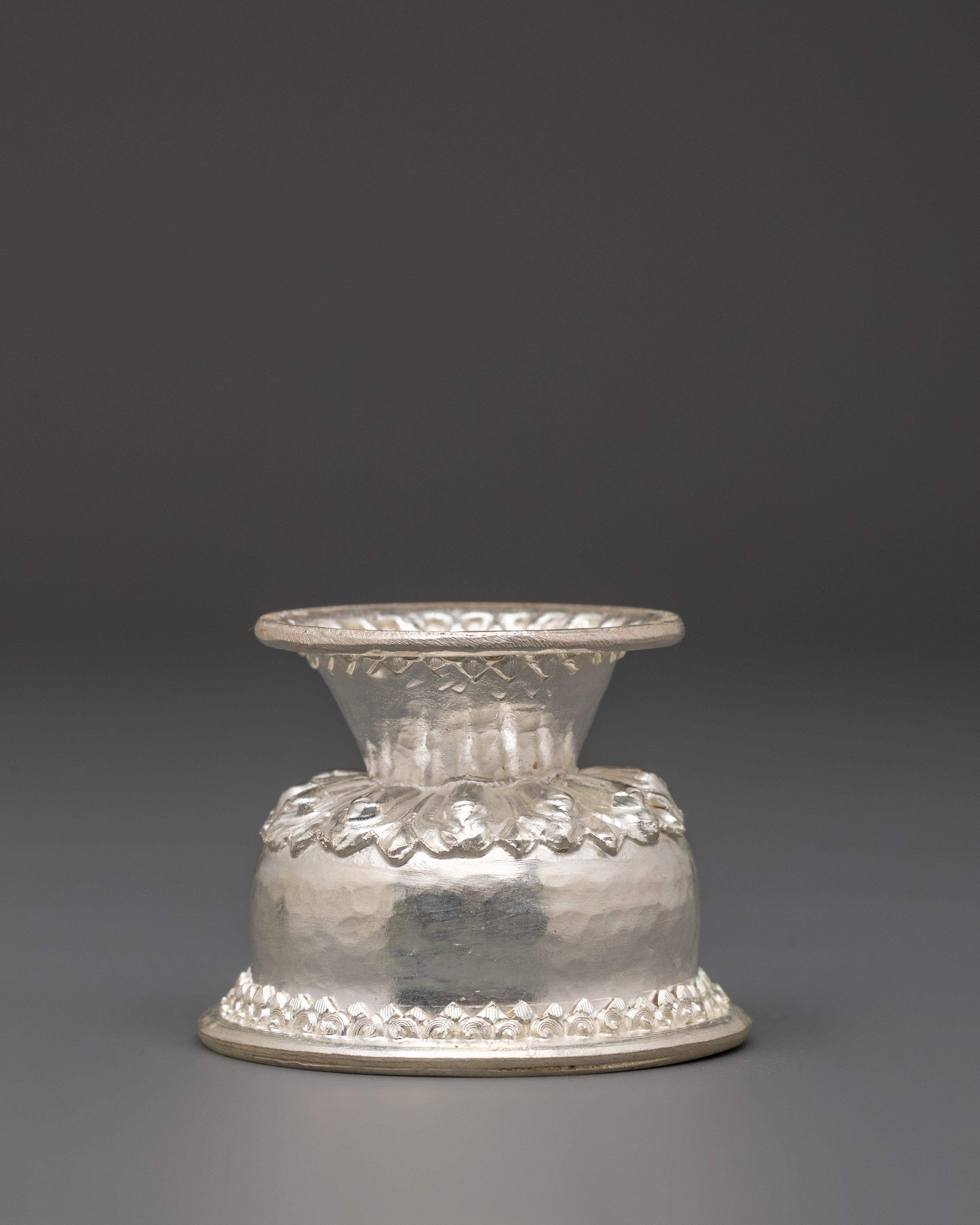 Handcrafted Silver Plated Offering Bowl Set | Traditional Buddhist Ritual Bowls