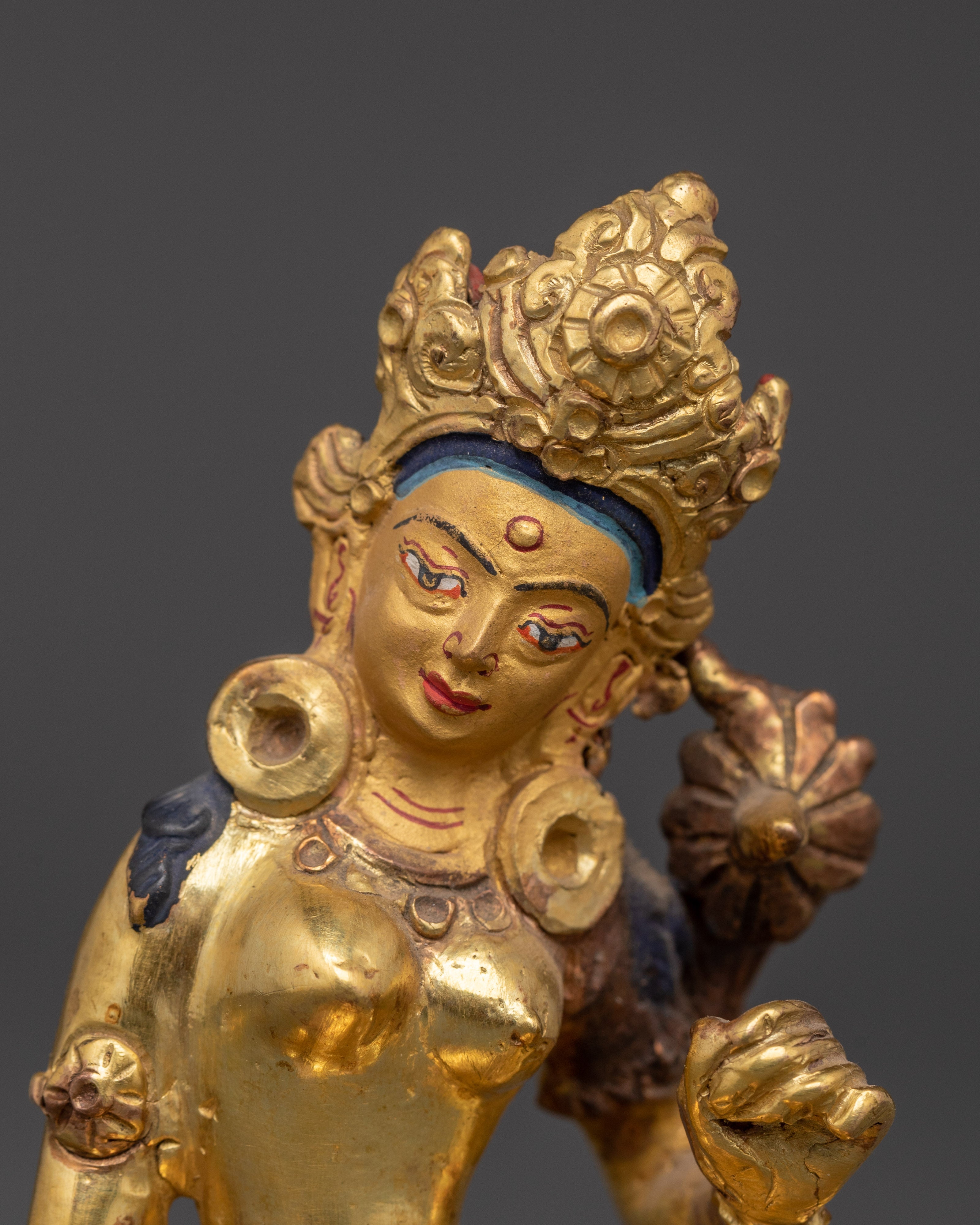 Lord Indra Statue | Gold-Plated Copper Indra Deity Sculpture
