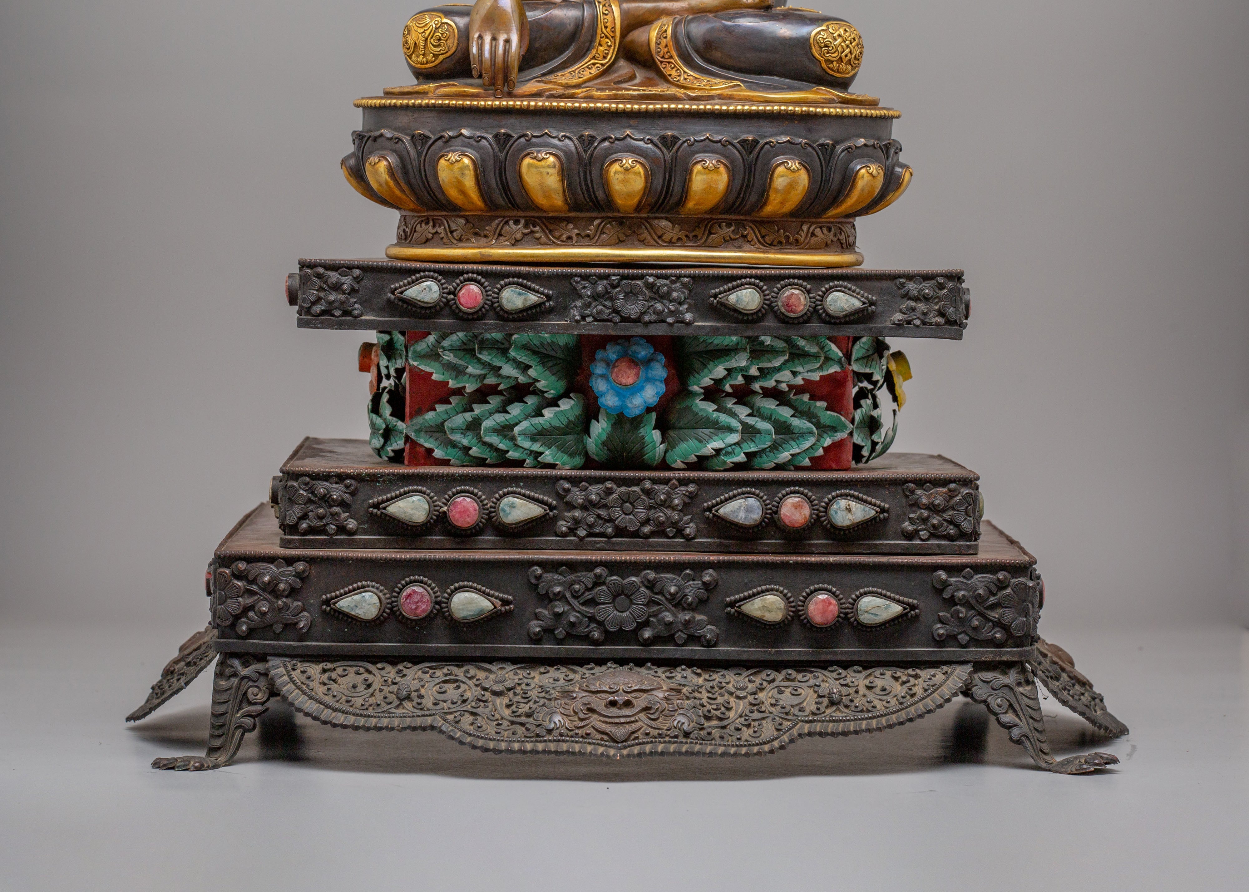 Tibetan Shakyamuni Buddha Throne Sculpture | Symbol of Peace and Enlightenment