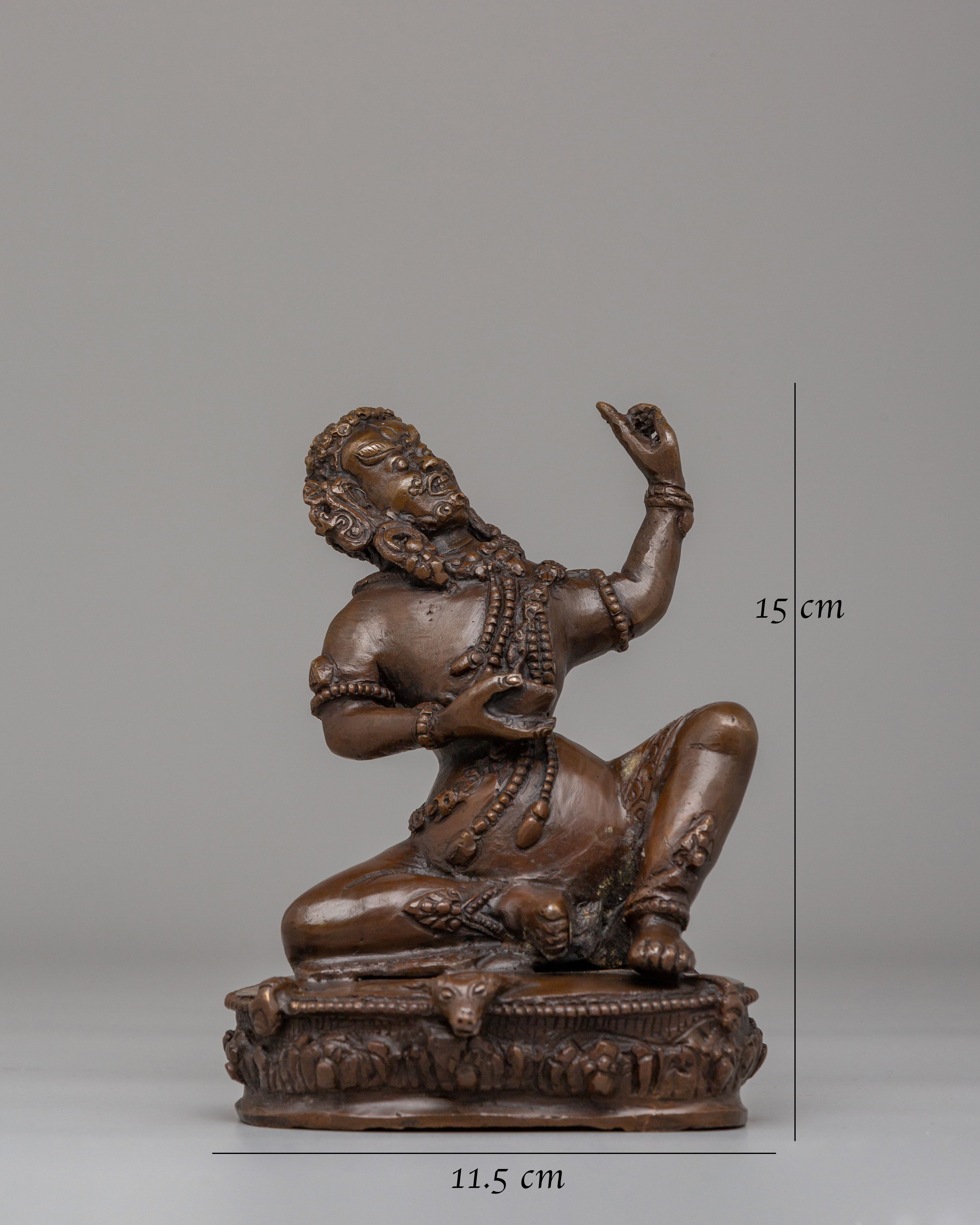 Tibetan Virupa Shrine Sculpture | Oxidized Copper Altar Figurine