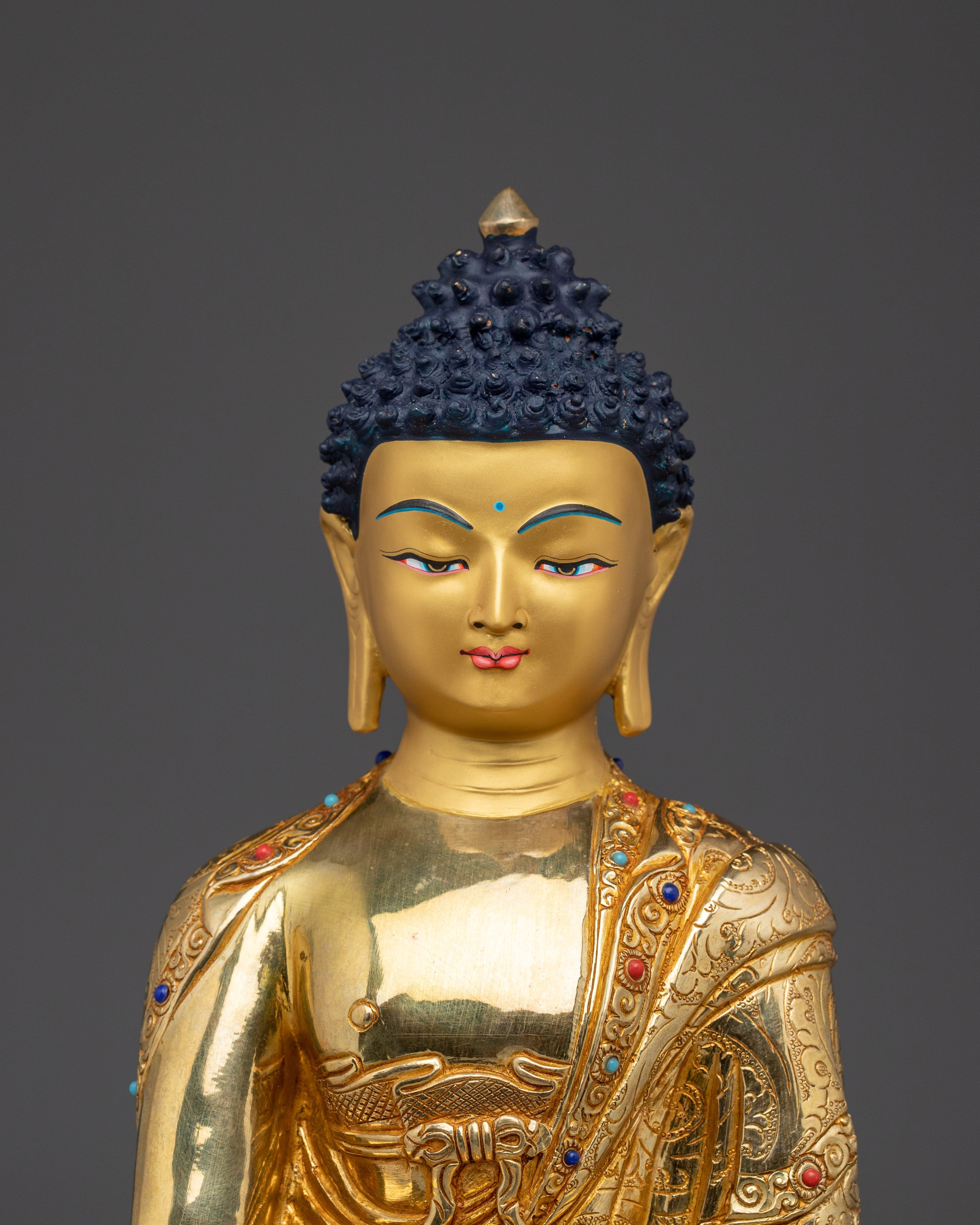 Tibetan Shakyamuni Buddha Spiritual Decor | Himalayan Handmade Statue