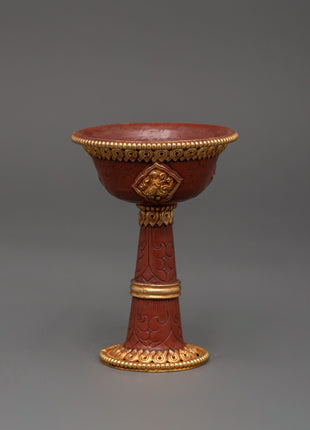 Gold-Plated Copper Serkyem Set |  Tibetan Tea Offering Vessel