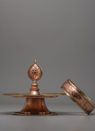 Exquisite Copper Mandala Stupa for Buddhist Rituals and Meditation | Ritual Copper Mandala