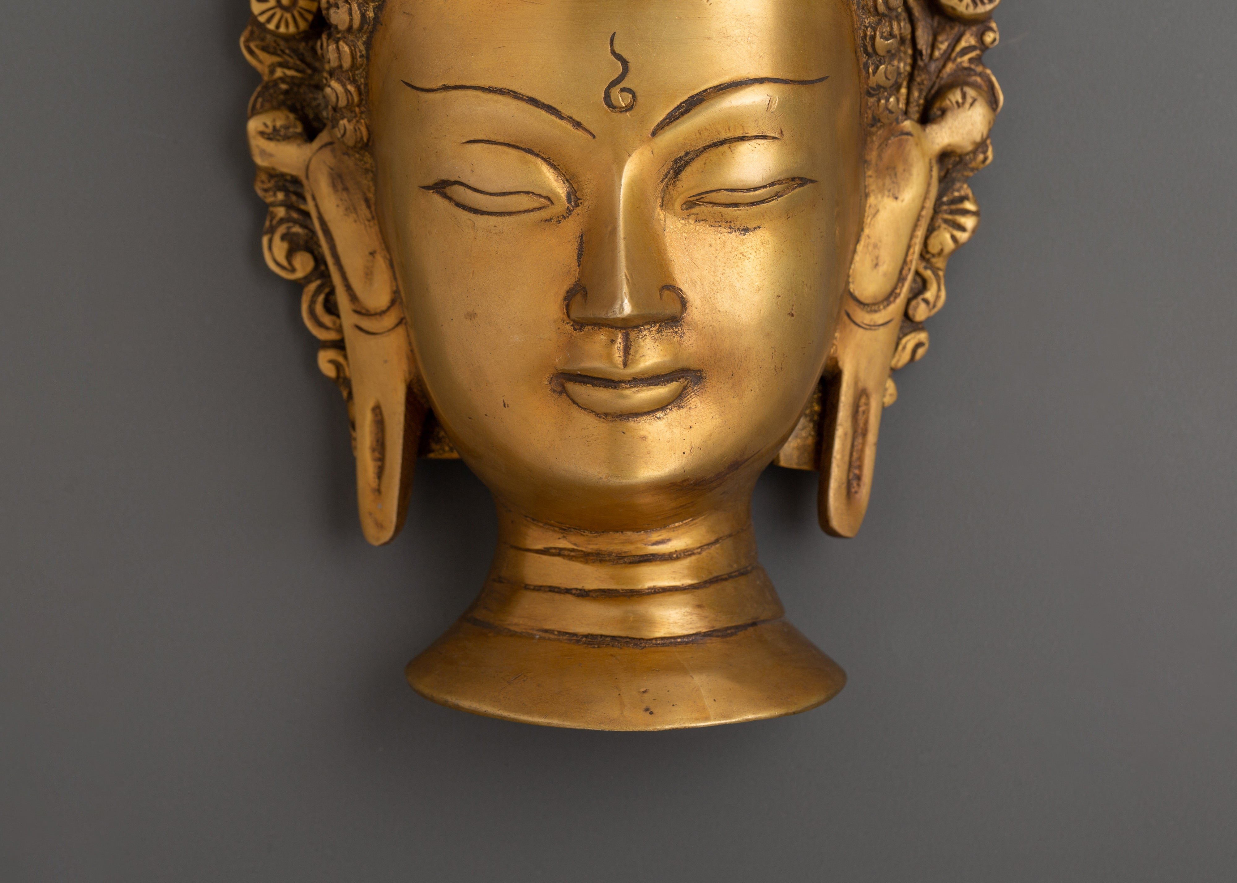 Brass Buddha Head Wall Hanging | Spiritual Home Decor, Meditation Art