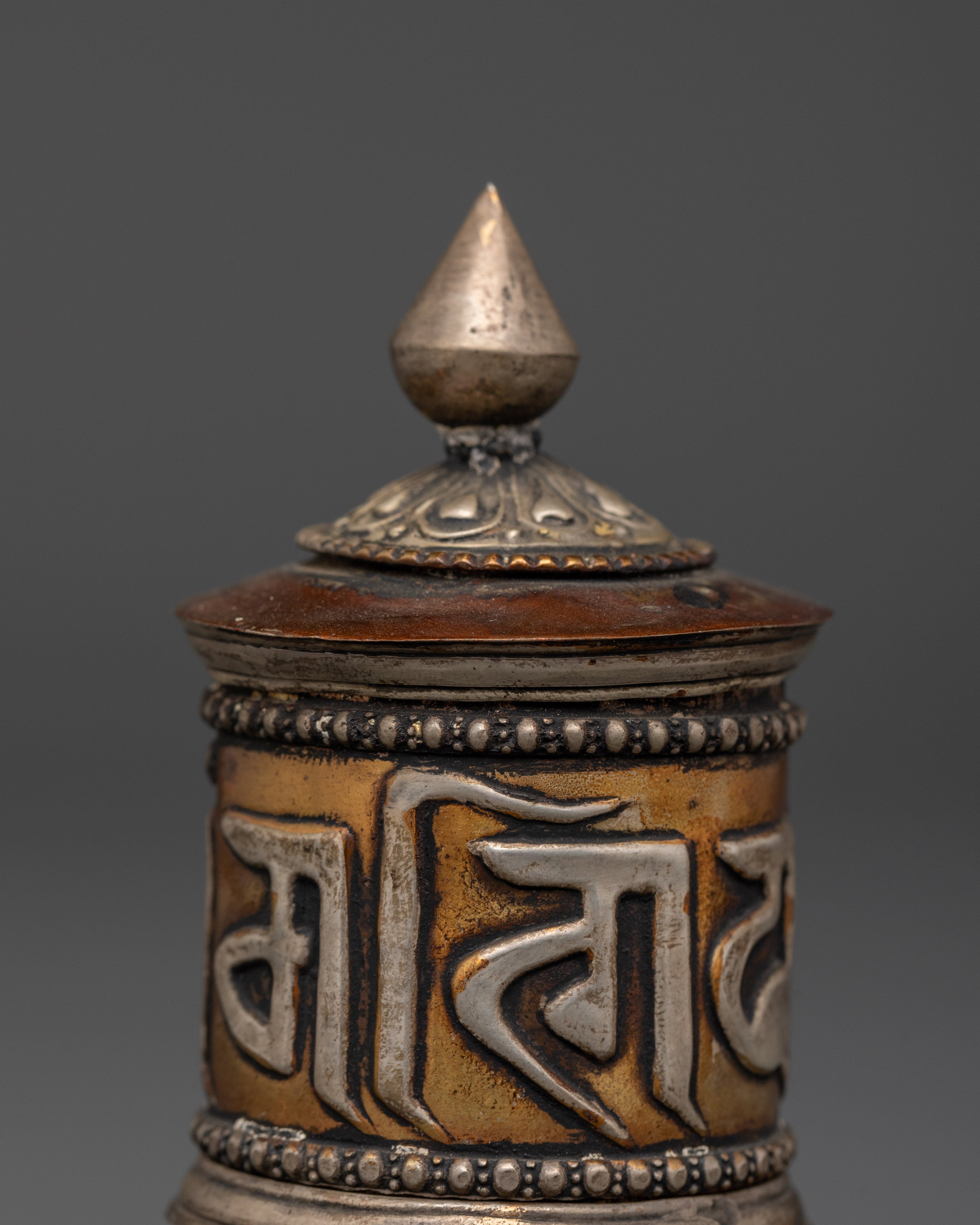 Handcrafted Brass Prayer Wheel | Tibetan Buddhist Mantra Wheel for Mindfulness