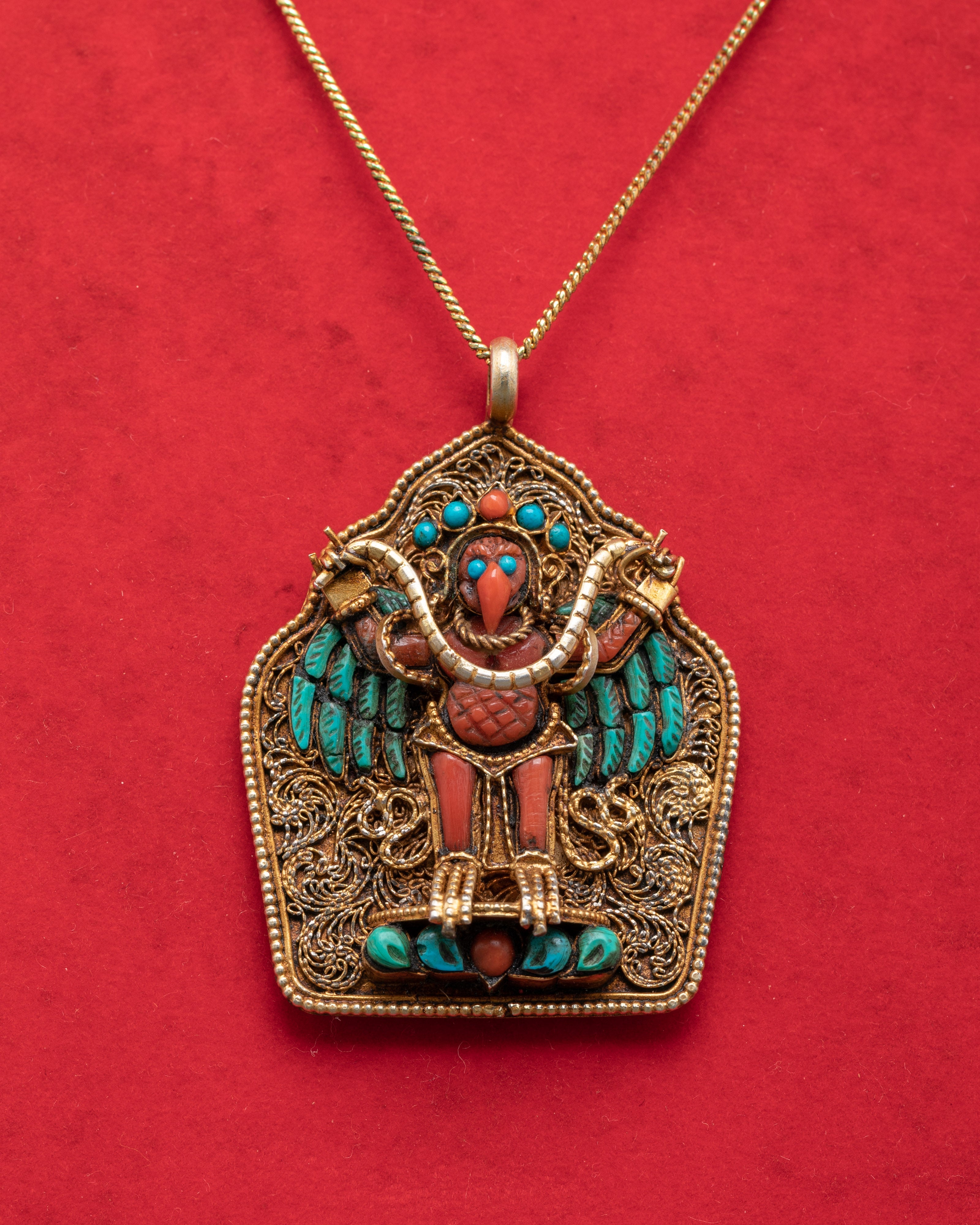 Handmade Garuda Bird Deity Pendant | Tibetan Buddhist Protection Jewelry