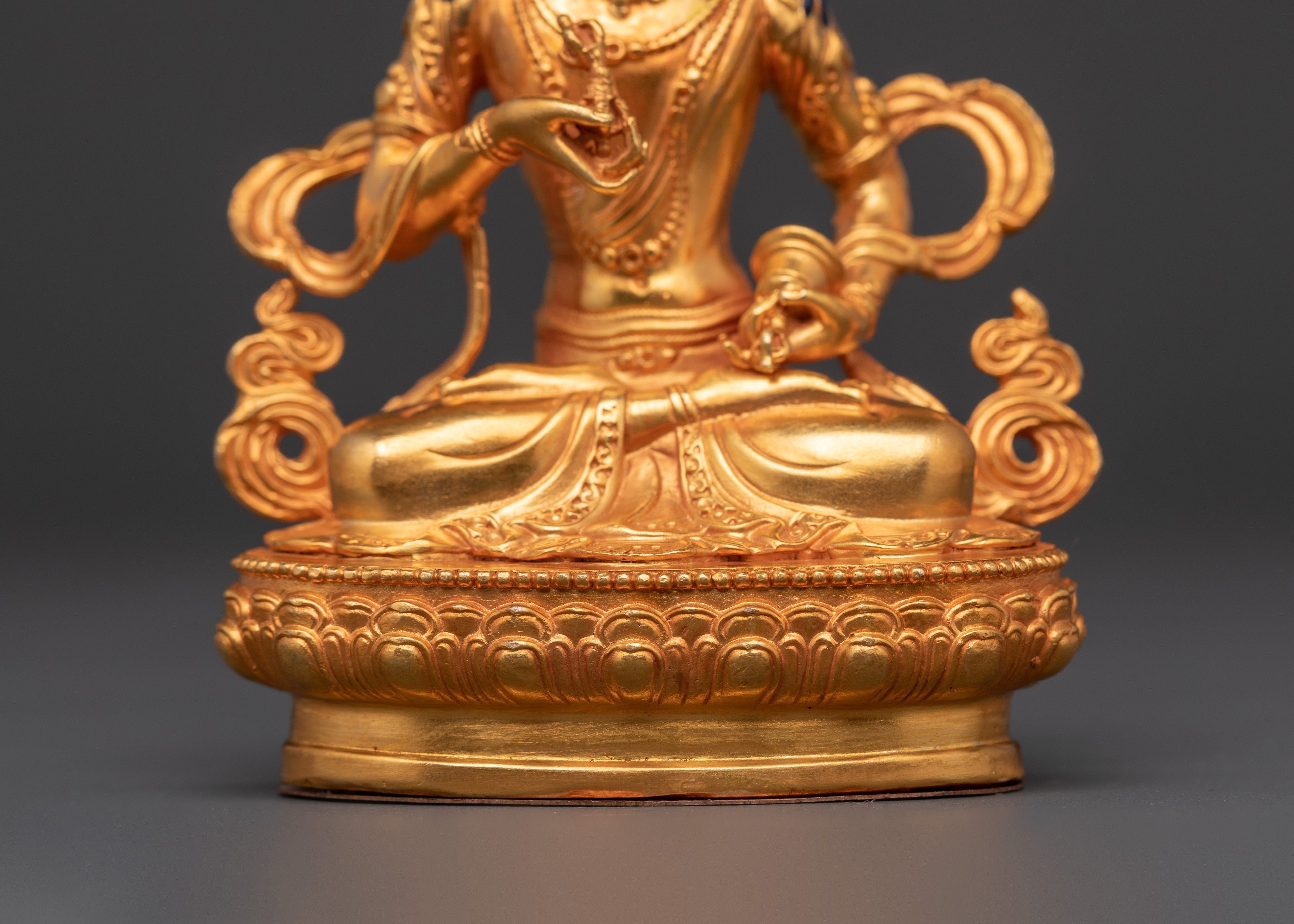 Vajrasattva Copper Sculpture | Gold-Plated Buddhist Deity Holding Vajra & Bell