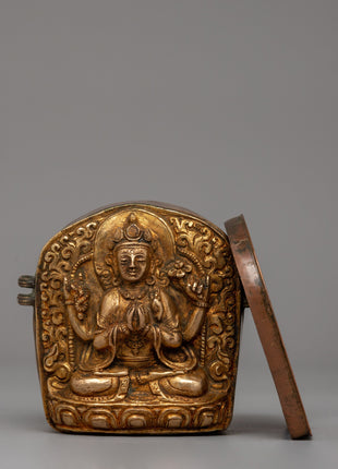 Avalokiteshvara Ghau Box |  Sacred Buddhist Artifact of Compassion