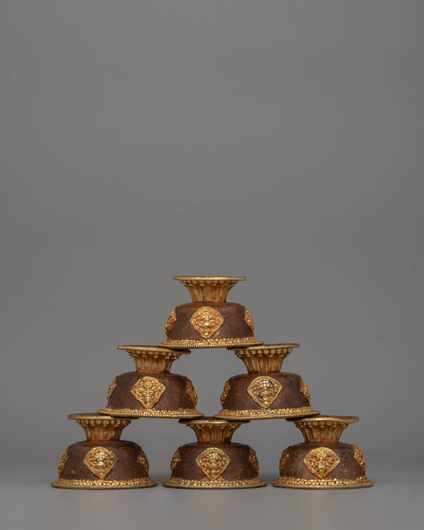 Gold-Plated Tibetan Offering Bowls 