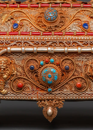 Tibetan Treasure Box with Coral | Sacred Stones & Buddhist Symbolism