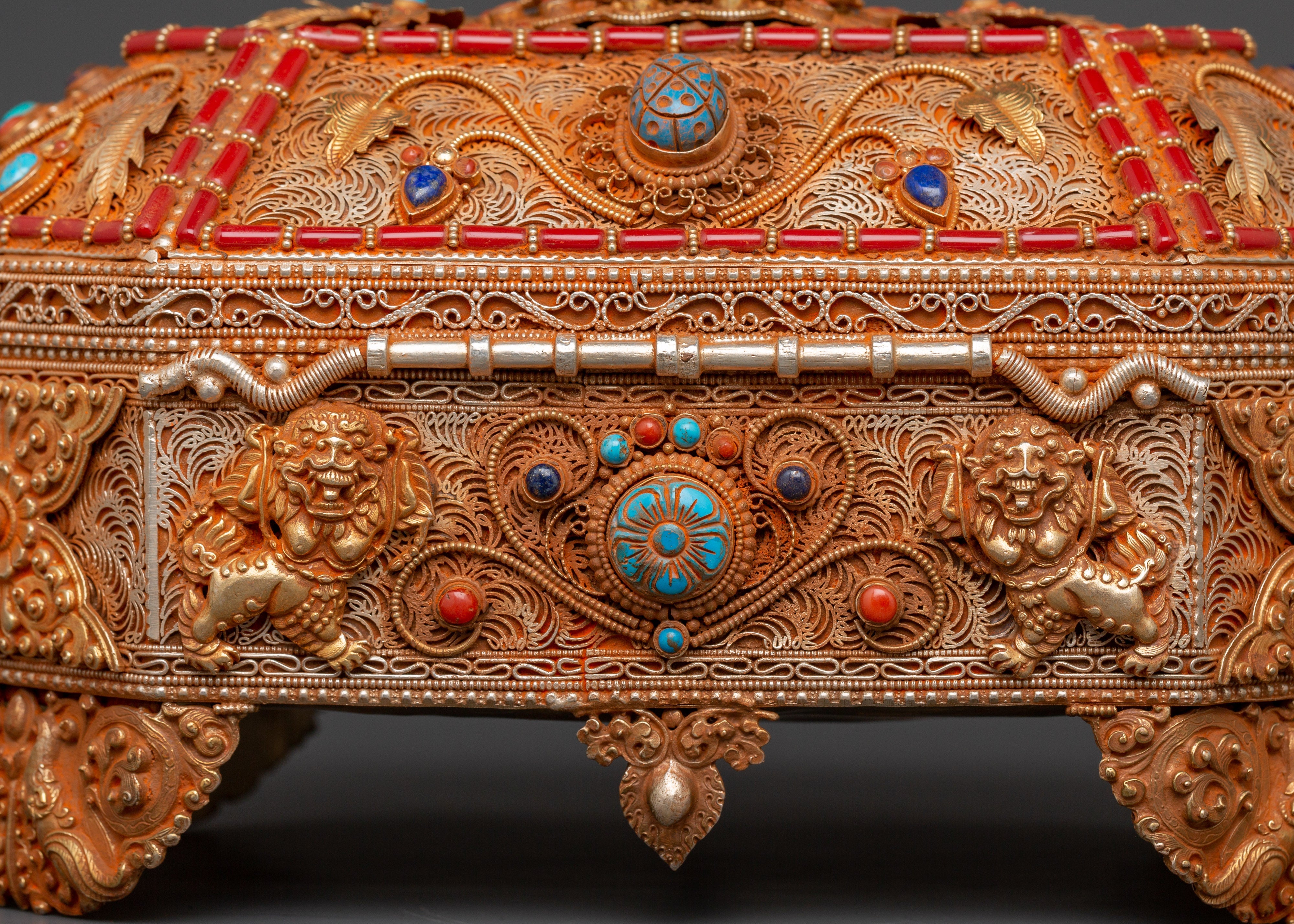 Tibetan Treasure Box with Coral | Sacred Stones & Buddhist Symbolism