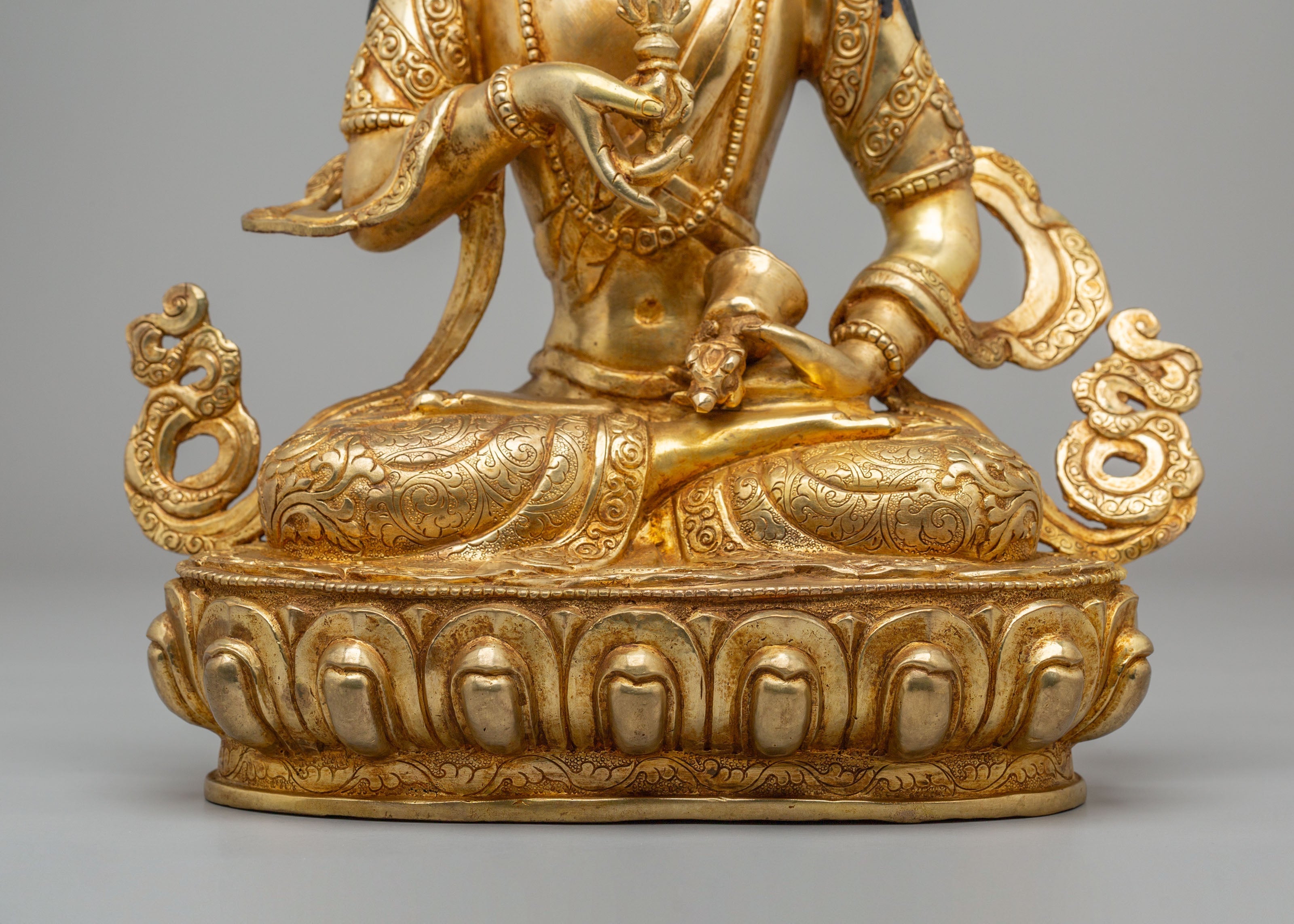 Sacred Tibetan Buddhist Vajrasattva Statue | 24K Gold Plated Copper Sculpture