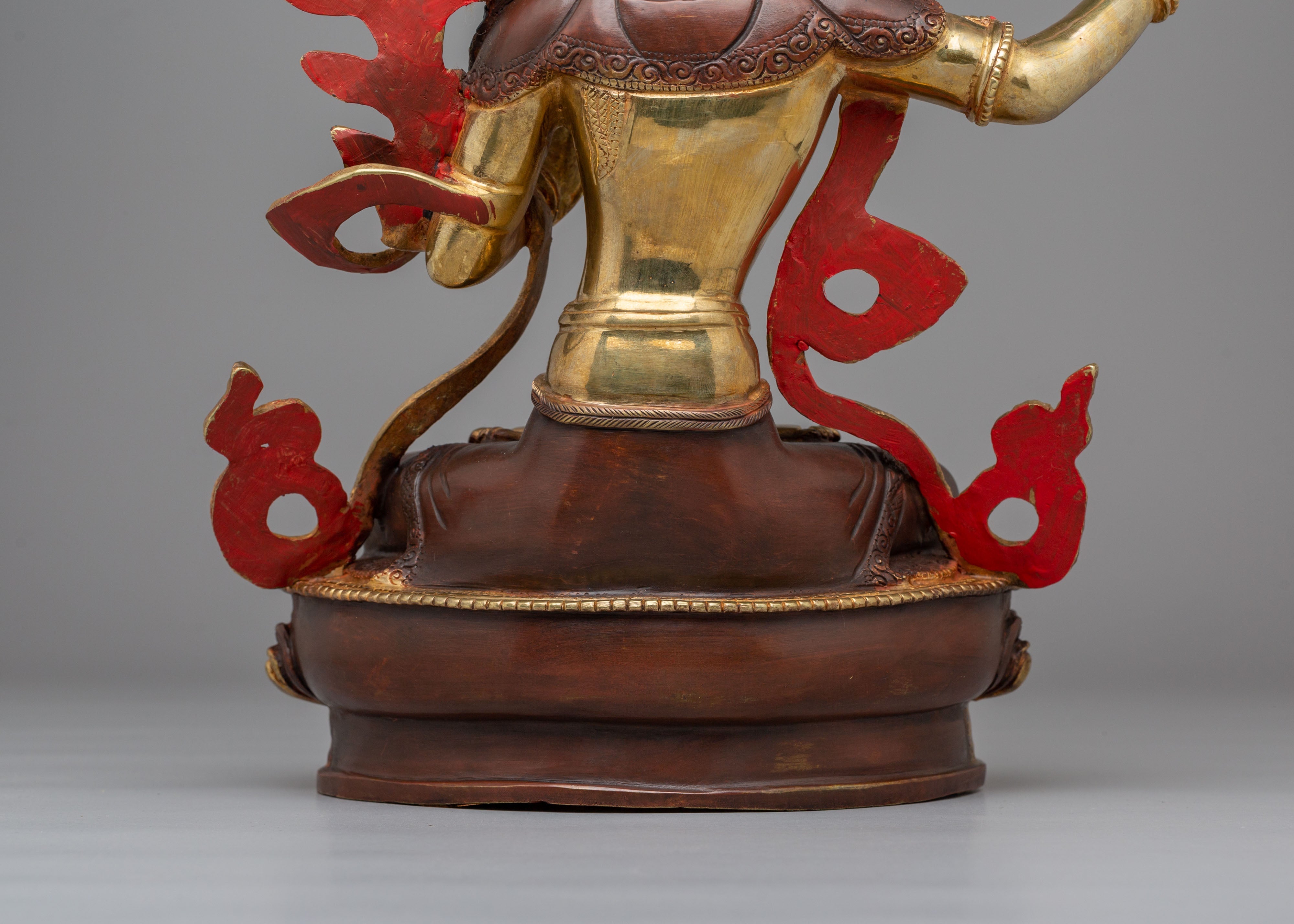 Spiritual Manjushri Altar Statue | 24K Gold Plated Tibetan Buddhist Deity