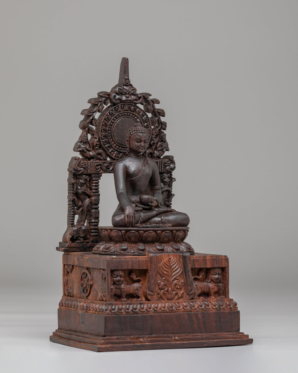 Sacred Shakyamuni Sculpture | Hand-Carved Wooden Artwork