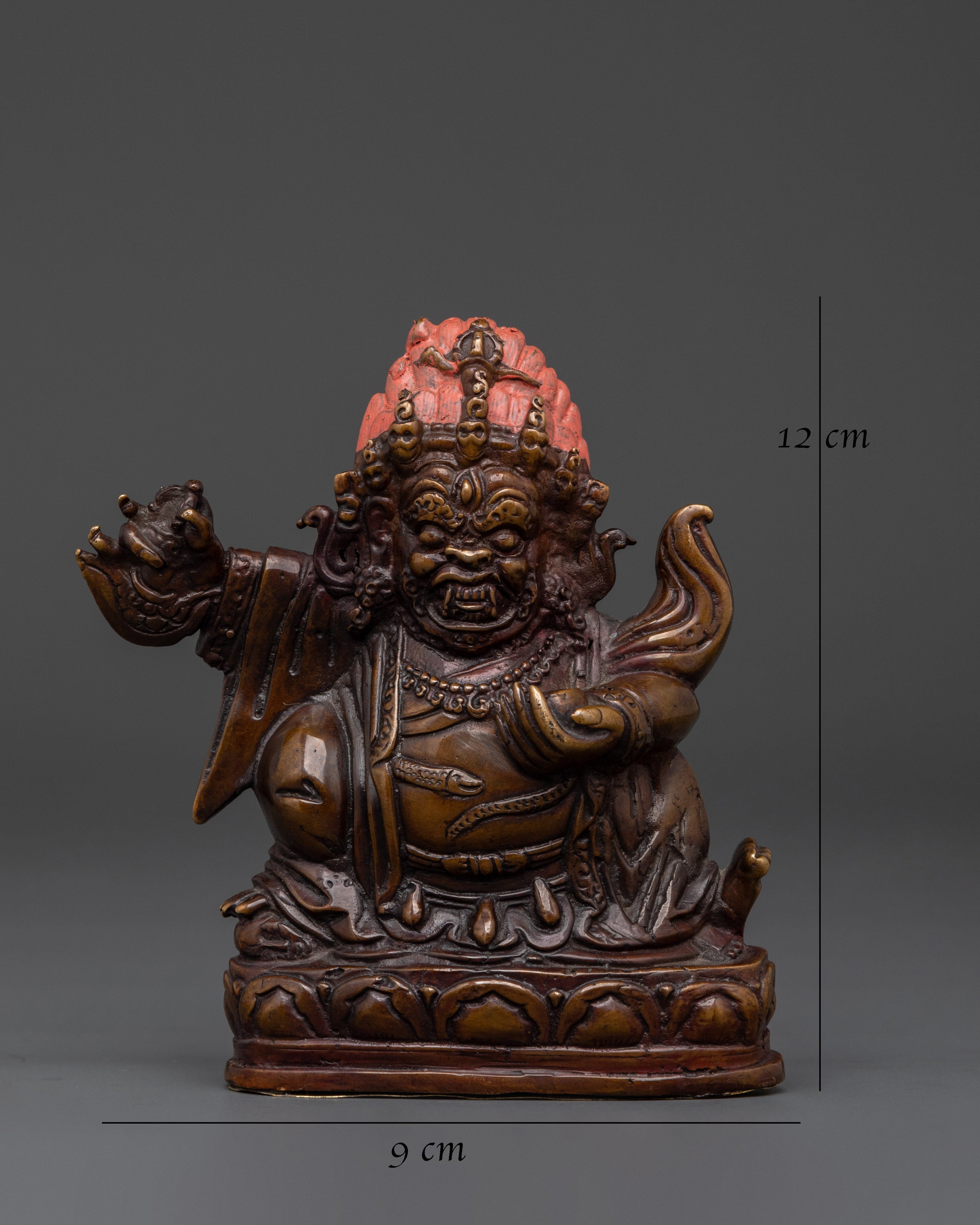 Handcrafted Mahakala Protector Statue | Copper Oxidized Tibetan Wrathful Deity Sculpture