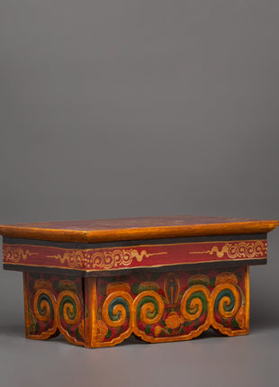 Hand-carved Table Buddhist Folding Table | Wooden Ritual Altar Table