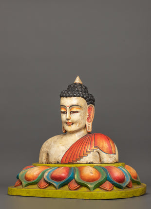 Handcrafted Wooden Buddha Head Statue | Peace and Enlightenment Art