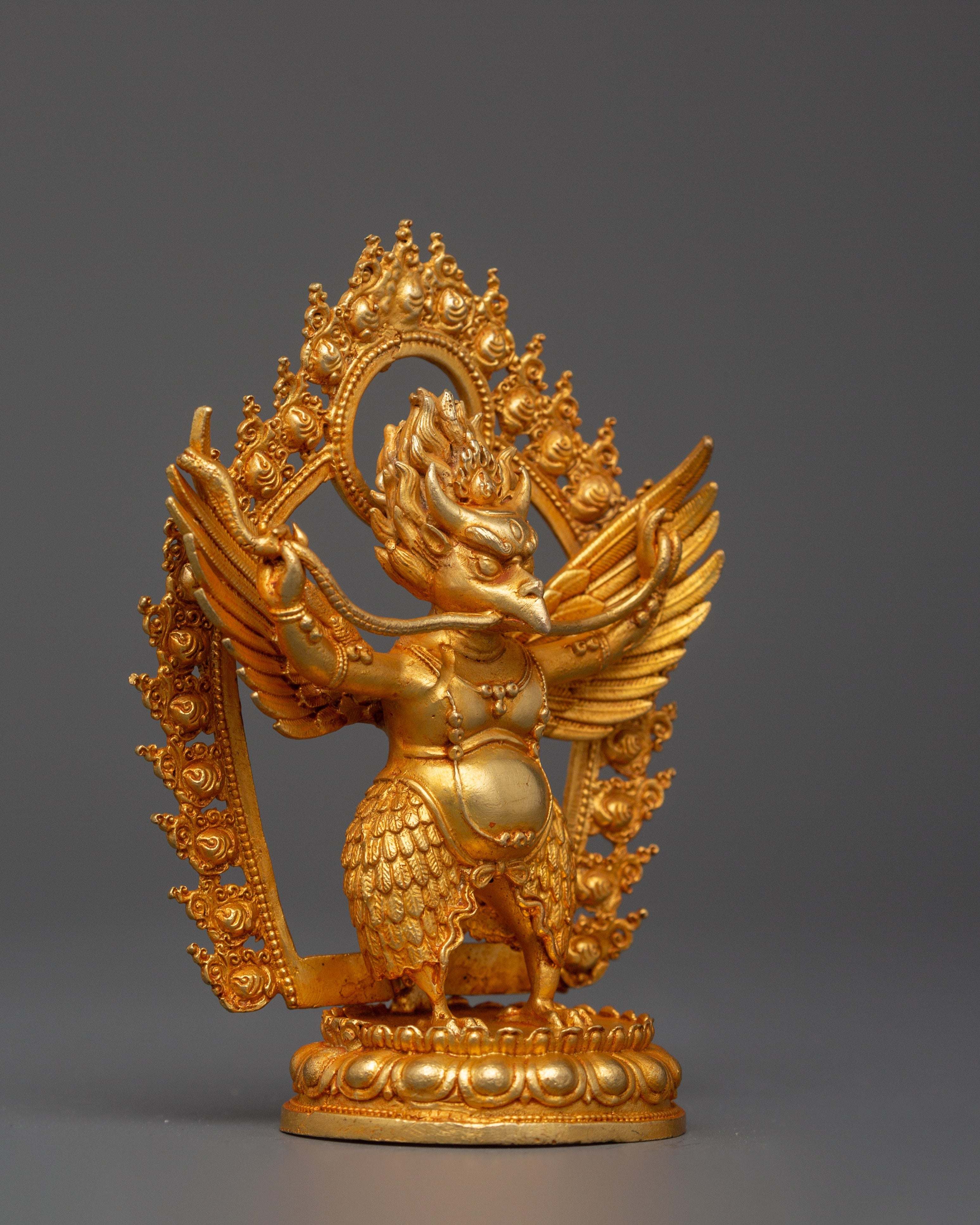 Fierce Garuda Gold-Plated Copper Sculpture | Altar, Protection & Spiritual Home Decor