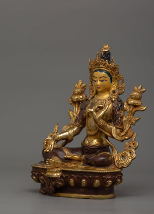 Buddhist Goddess Green Tara Sculpture | Sacred Spiritual Shrine Decor