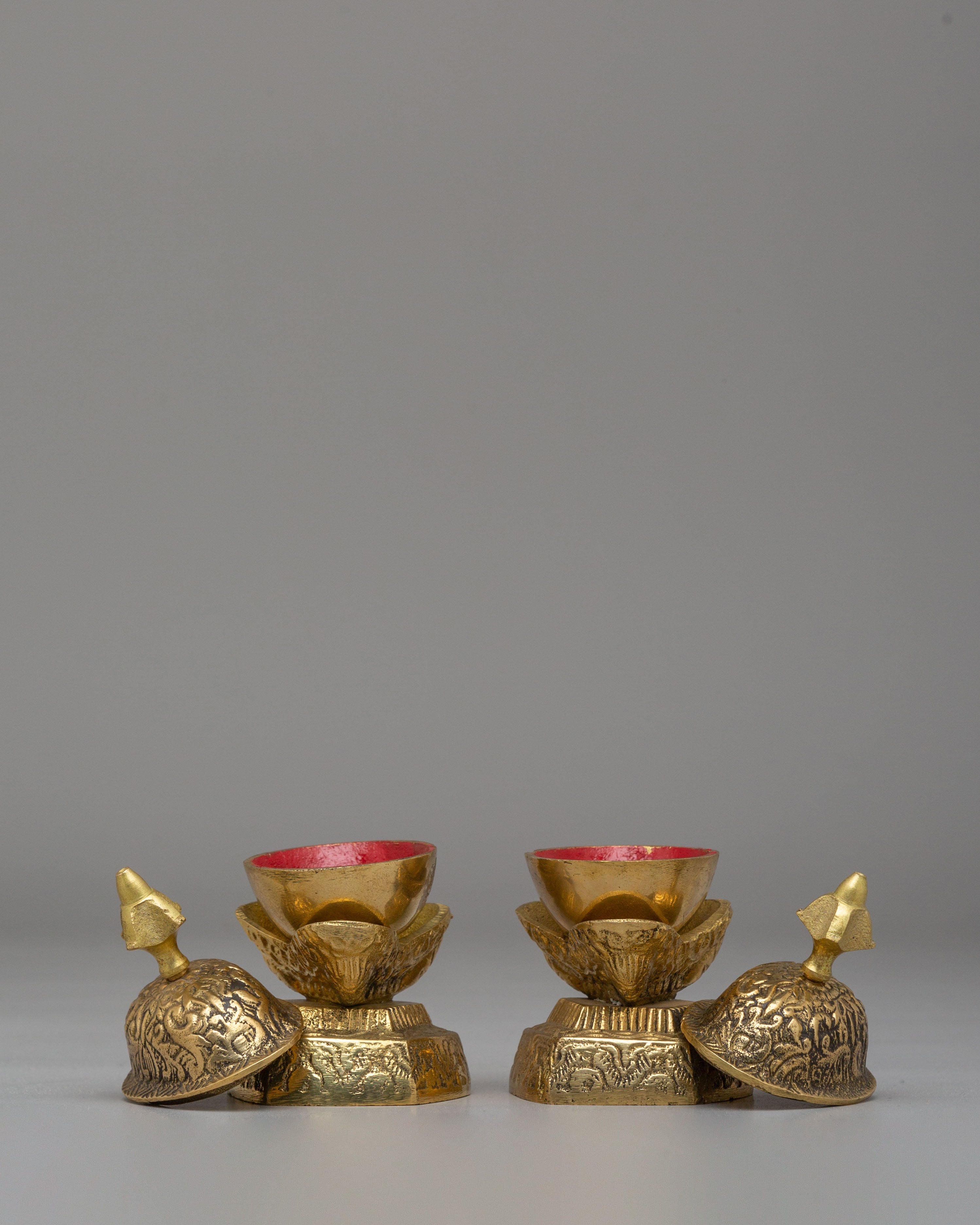 Sacred Buddhist Kapala Set for Altar | Ritual Offering Vessels