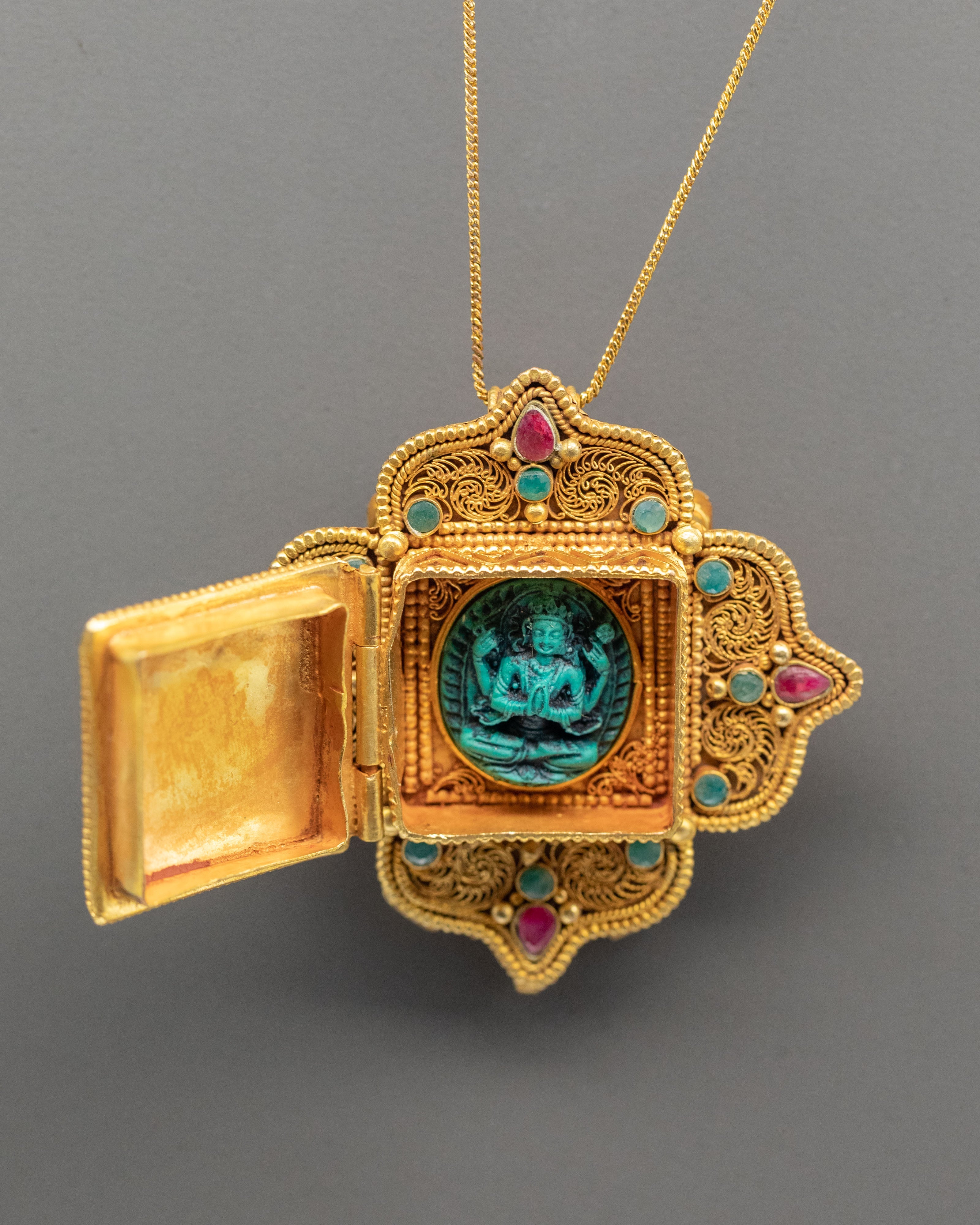 Buddhist Ghau Box Pendant | Tibetan Jewelry