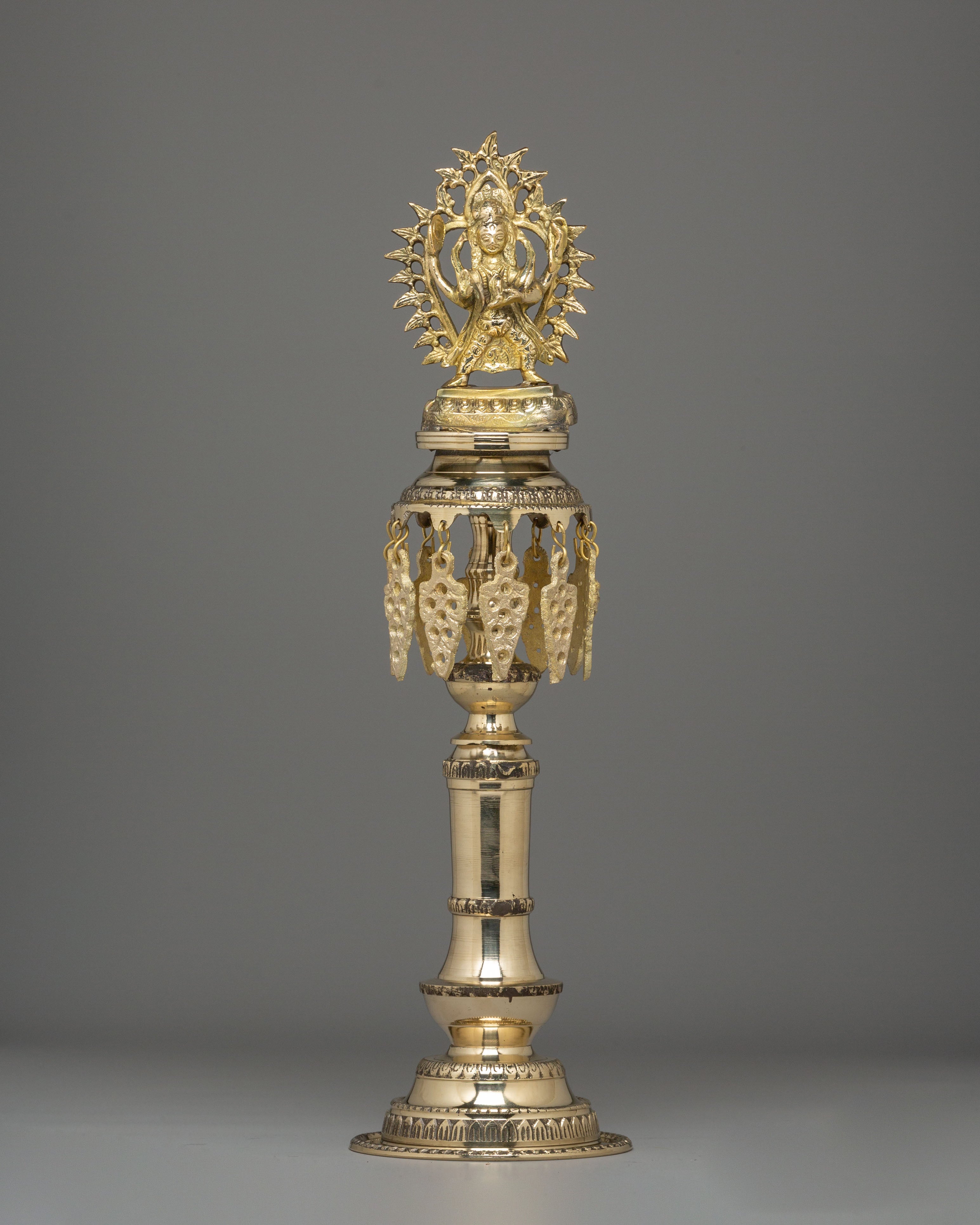 Brass Oil Lamp Set for Puja | Handcrafted Hindu Ritual Lamp Pair