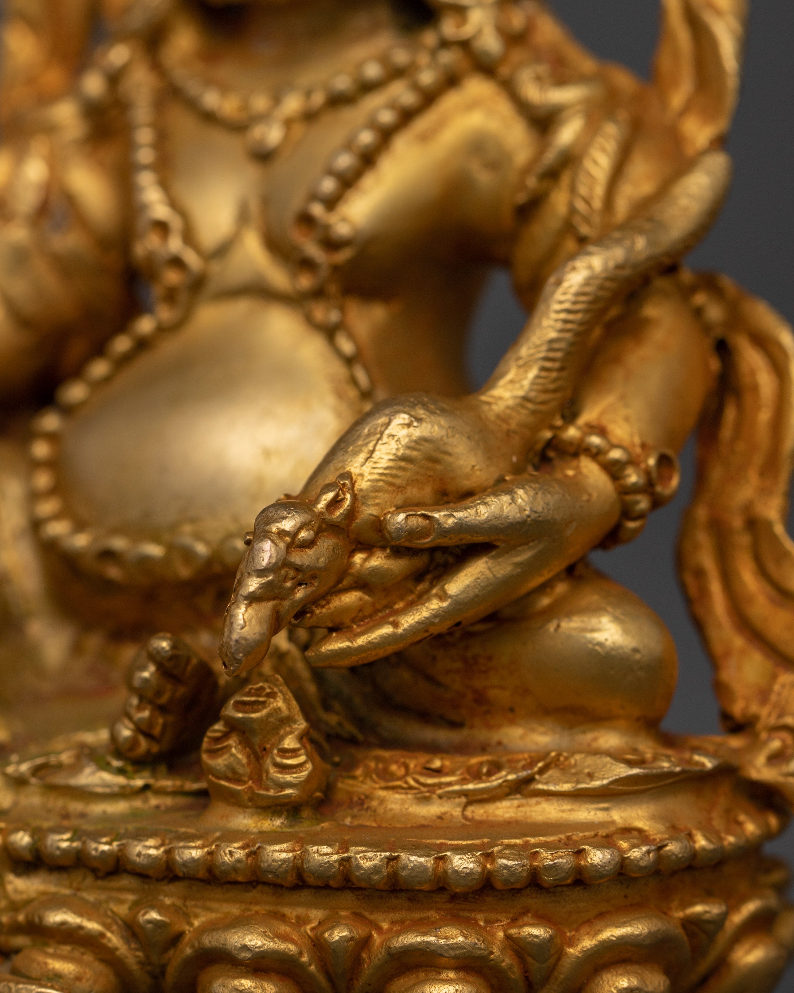 Gold Plated Dzambala Statue for Wealth & Prosperity | Tibetan God of Abundance