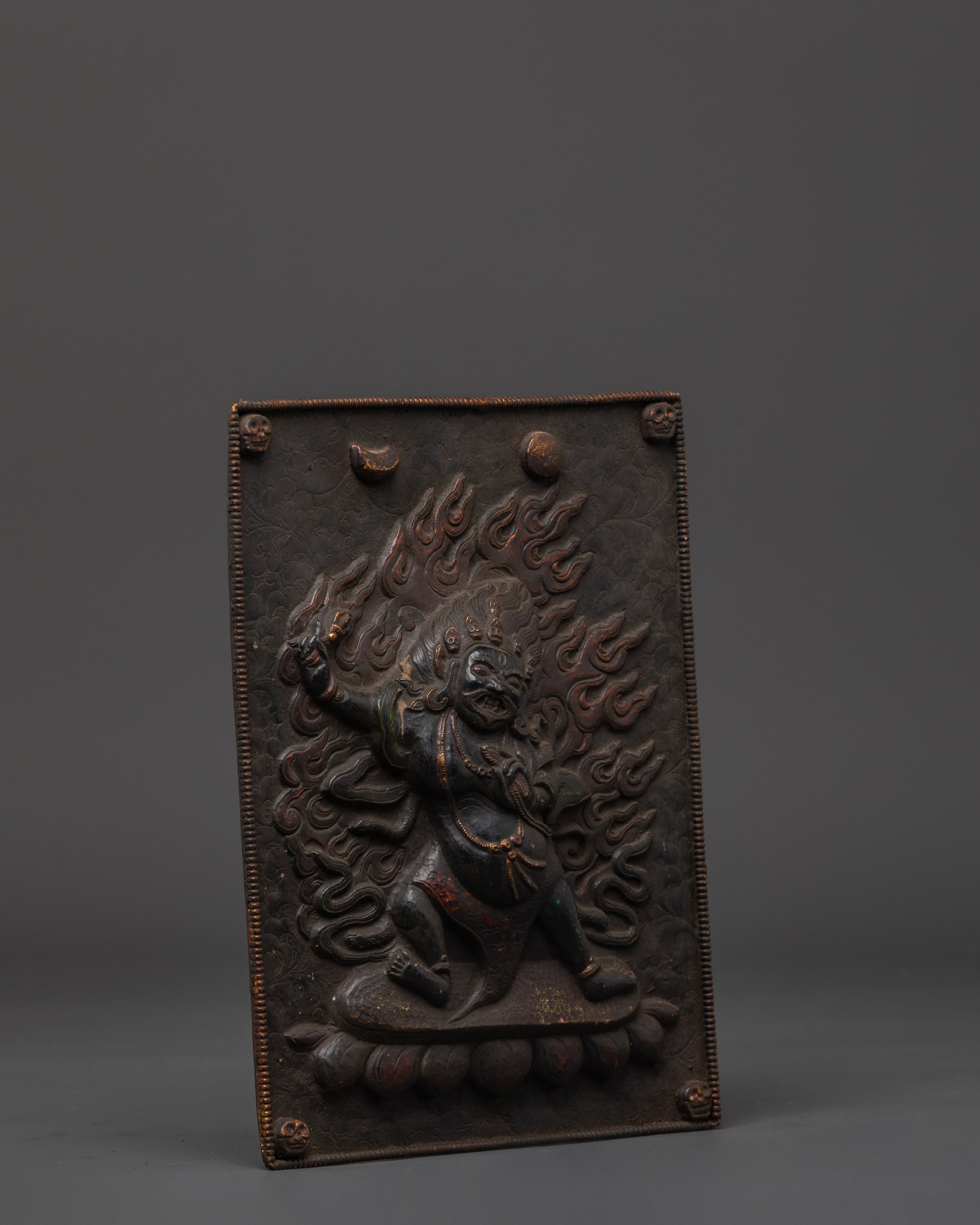 Handcrafted Spiritual Wall Hanging | Brass Vajrapani Fierce Deity Art