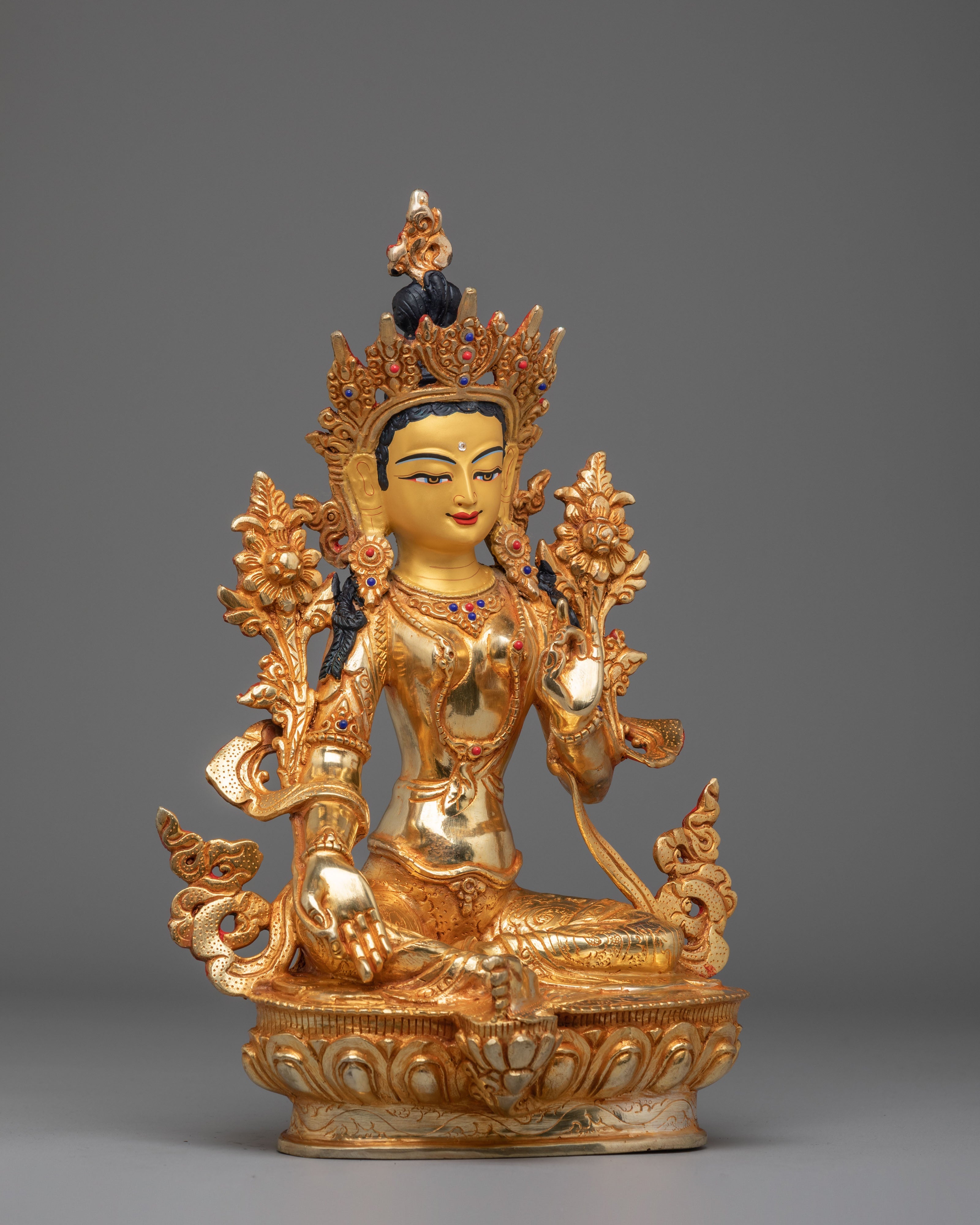 Vajrayana Green Tara Deity Statue | Buddhist Compassion Goddess