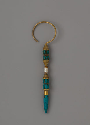 Tibetan Minister Earring | Gold-Plated with Turquoise